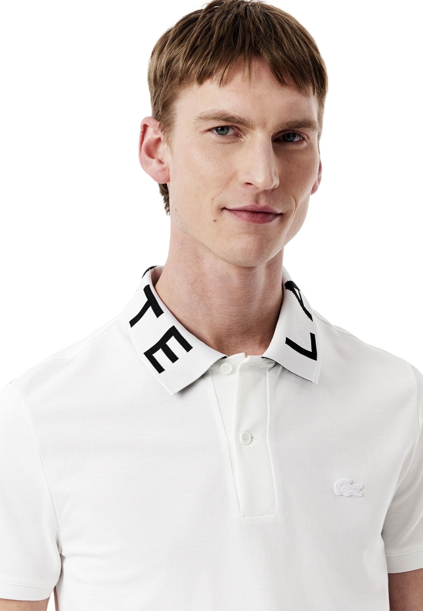 POLO LACOSTE BLANCO JACQUARD COLLARD LOGO SHIRT - AREA ZERO