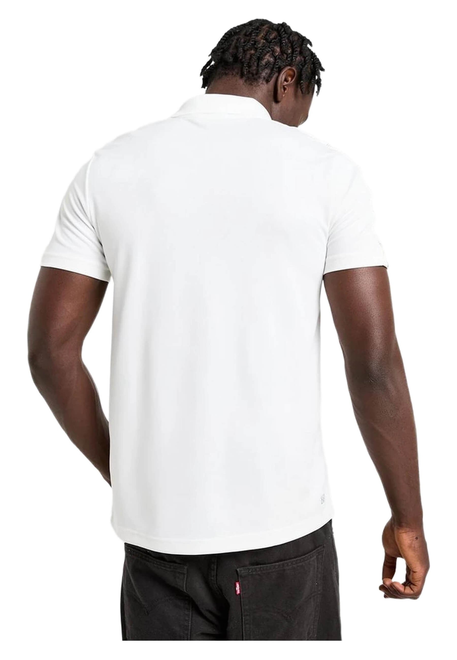 POLO LACOSTE BLANCO ULTRA DRY BRANDED STRIPE TENNIS POLO
