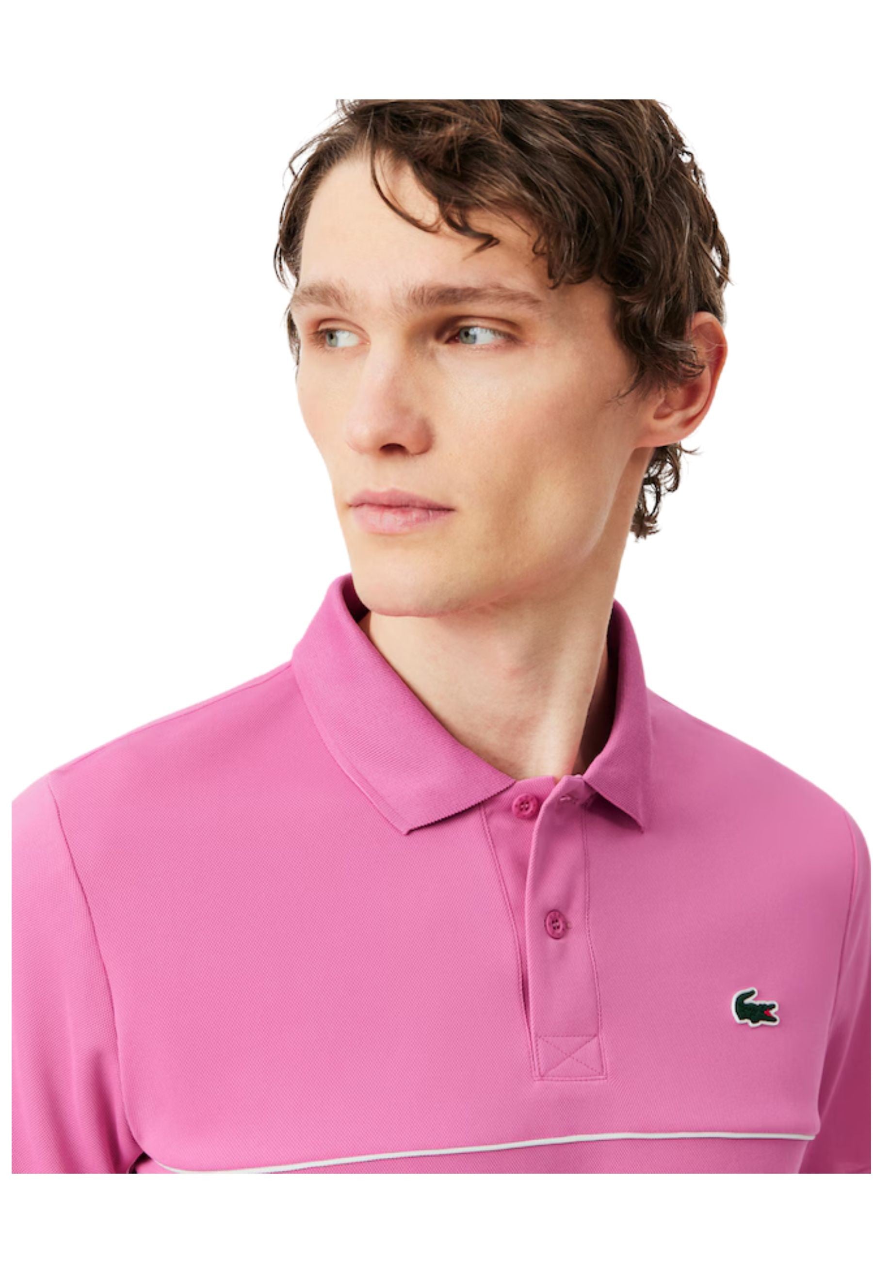 POLO LACOSTE FUXIA CONTRAST RIBETER ULTRA DRY SHIRT