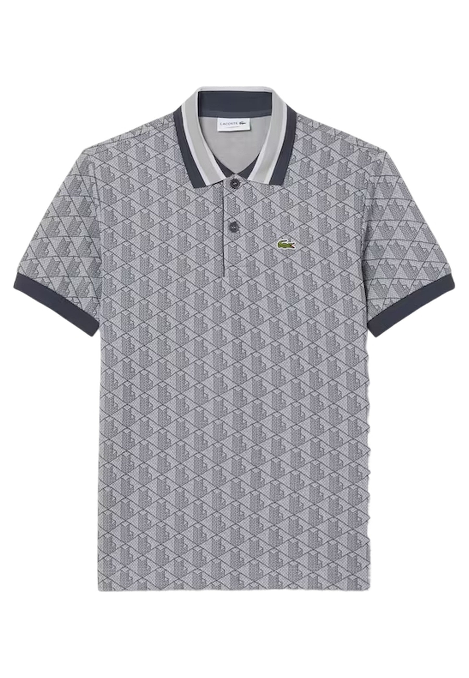 POLO LACOSTE GRIS JAQUARD MONOGRAN POLO SHIRT