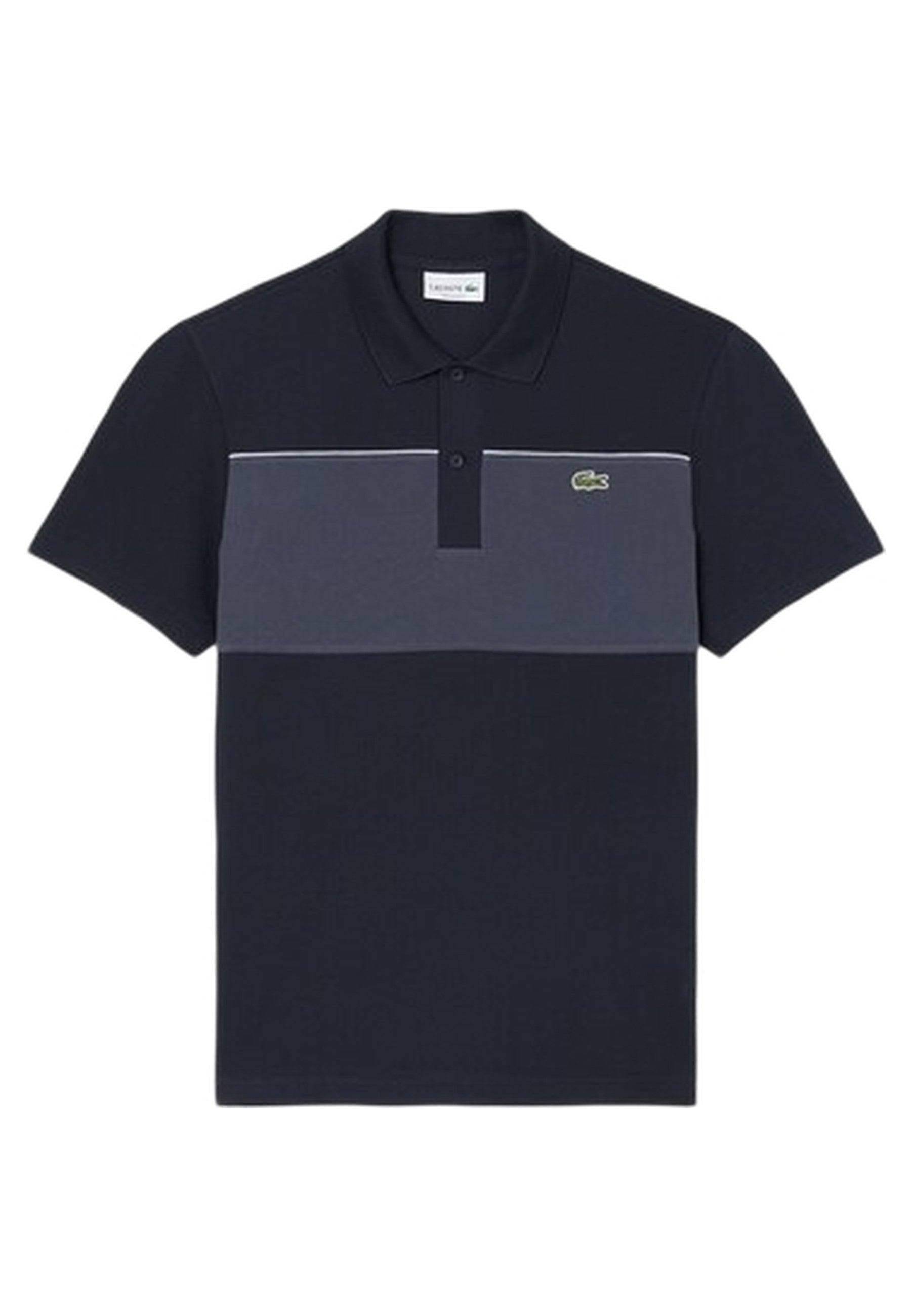 POLO LACOSTE NEGRO REGULAR FIT COLOUR BLOCK SHIRT