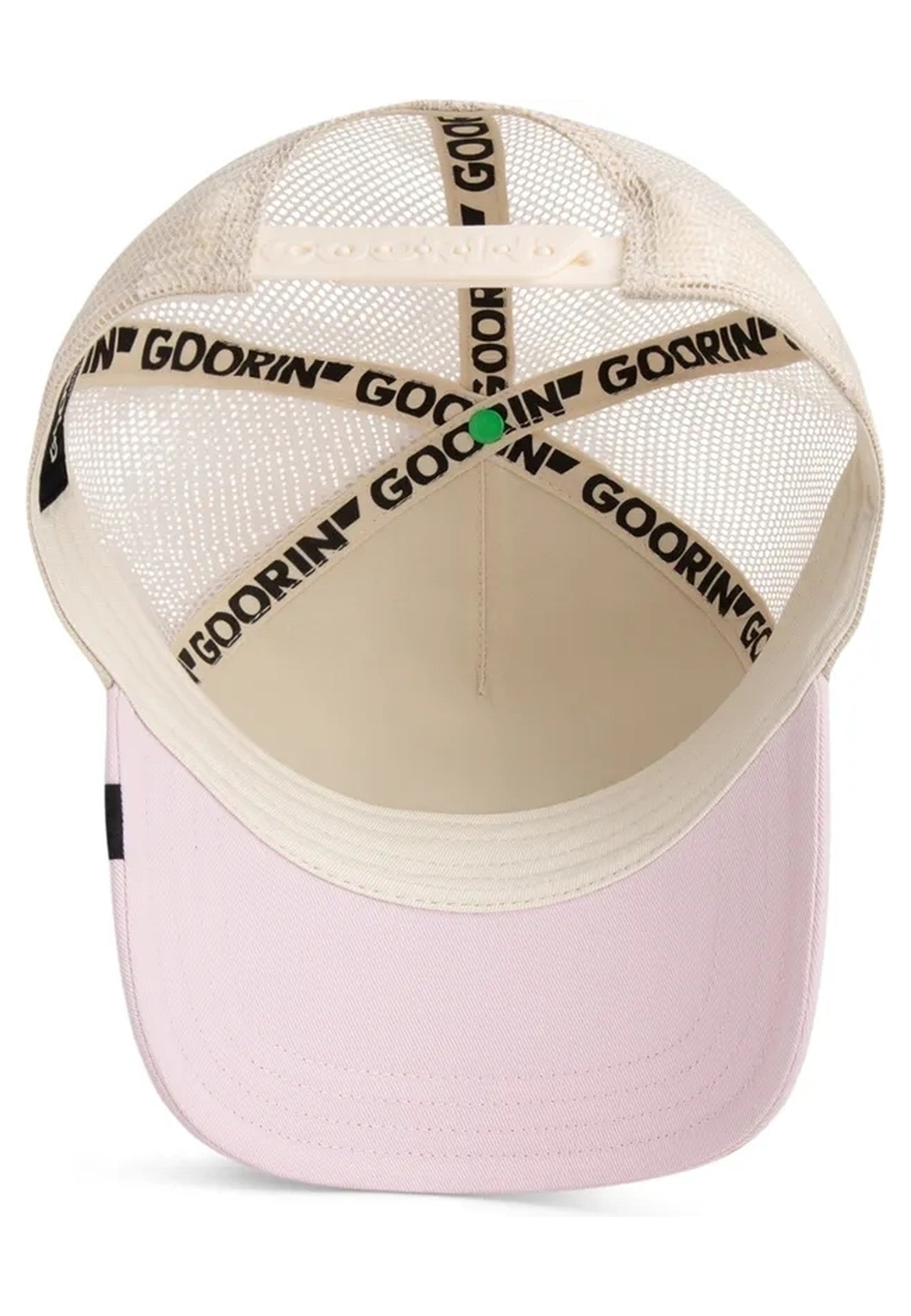 GORRA GOORIN BROS BEIGE/ROSA CALAVERA THE CANCELLED SKULL TRUCKER CAP