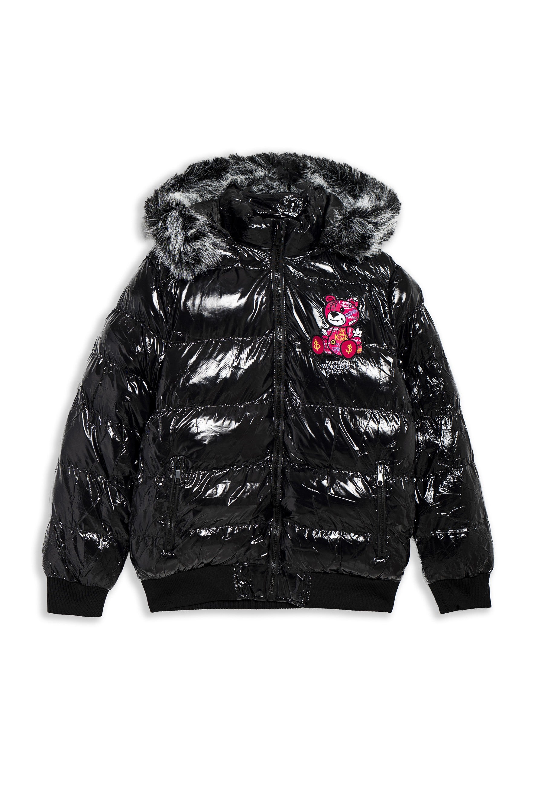 CAZADORA AREA ZERO NEGRA/ROSA GRAFITTED BEAR SATIN PUFFY JACKT