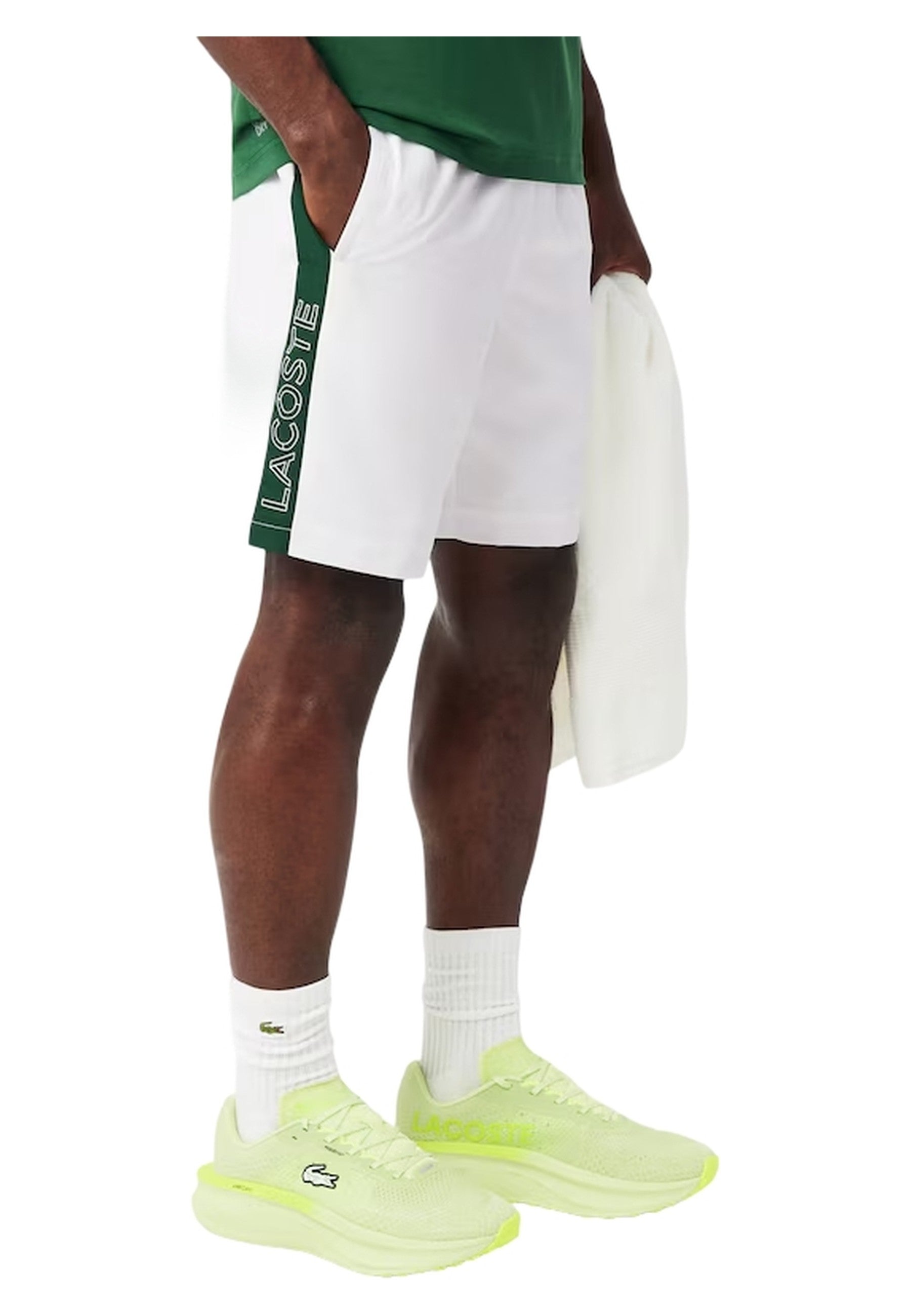 SHORT LACOSTE BLANCO DIAMOND TAFETA CONTRAST TAPE