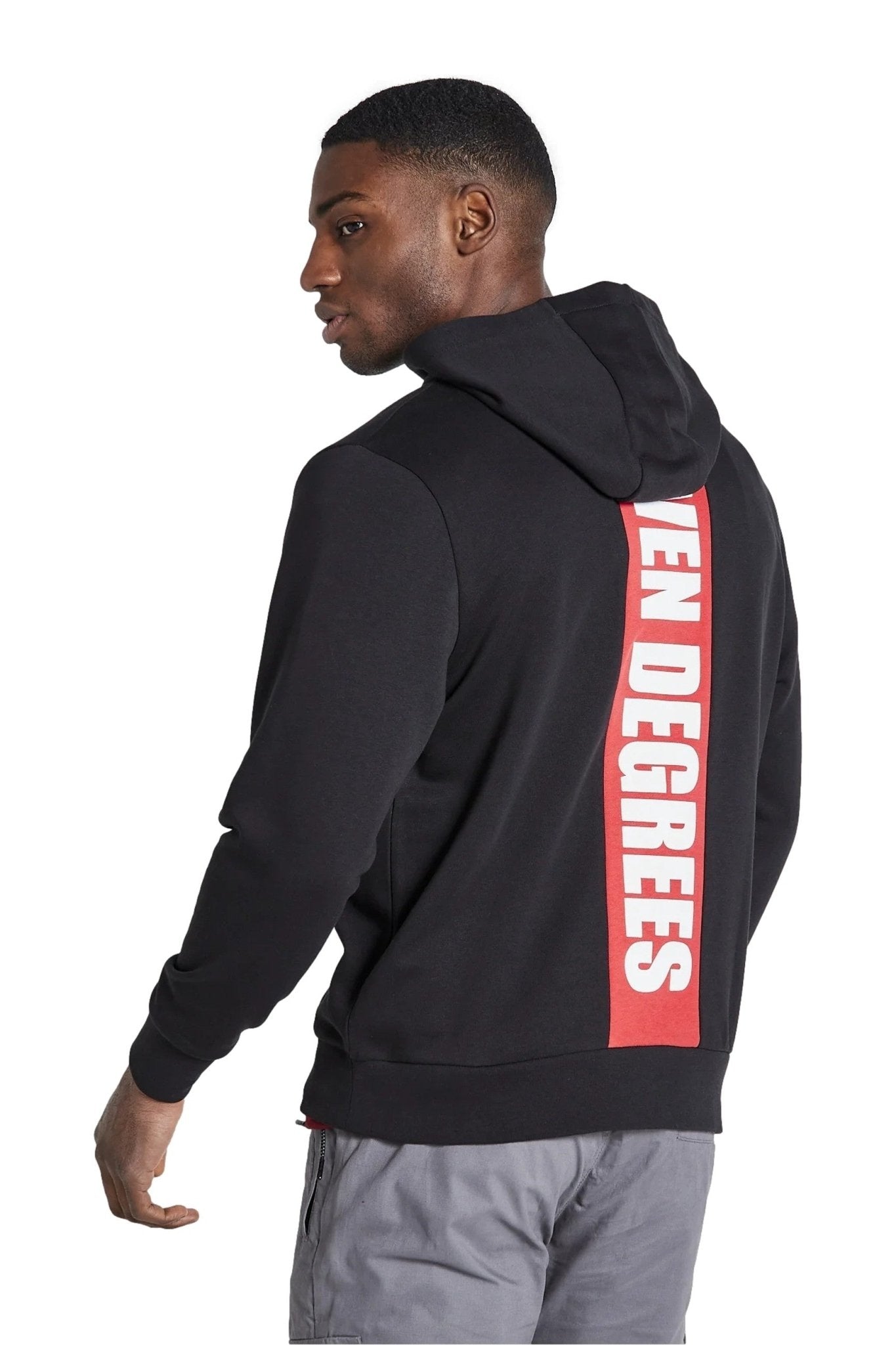 SUDADERA 11 DEGREES NEGRA CUT AND SEW PRINTED BACK GRAPHIC HOODIE - AREA ZERO