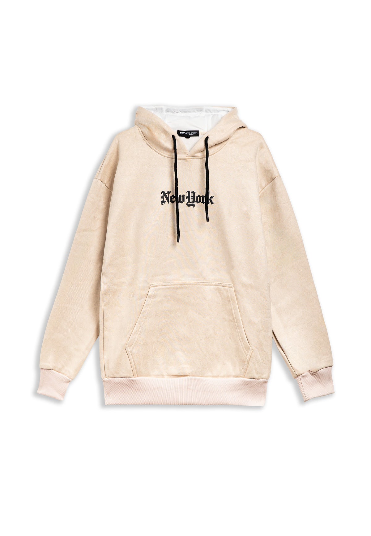 SUDADERA BEIGE NEW YORK STATE OF MIND VELOUR HOODIE