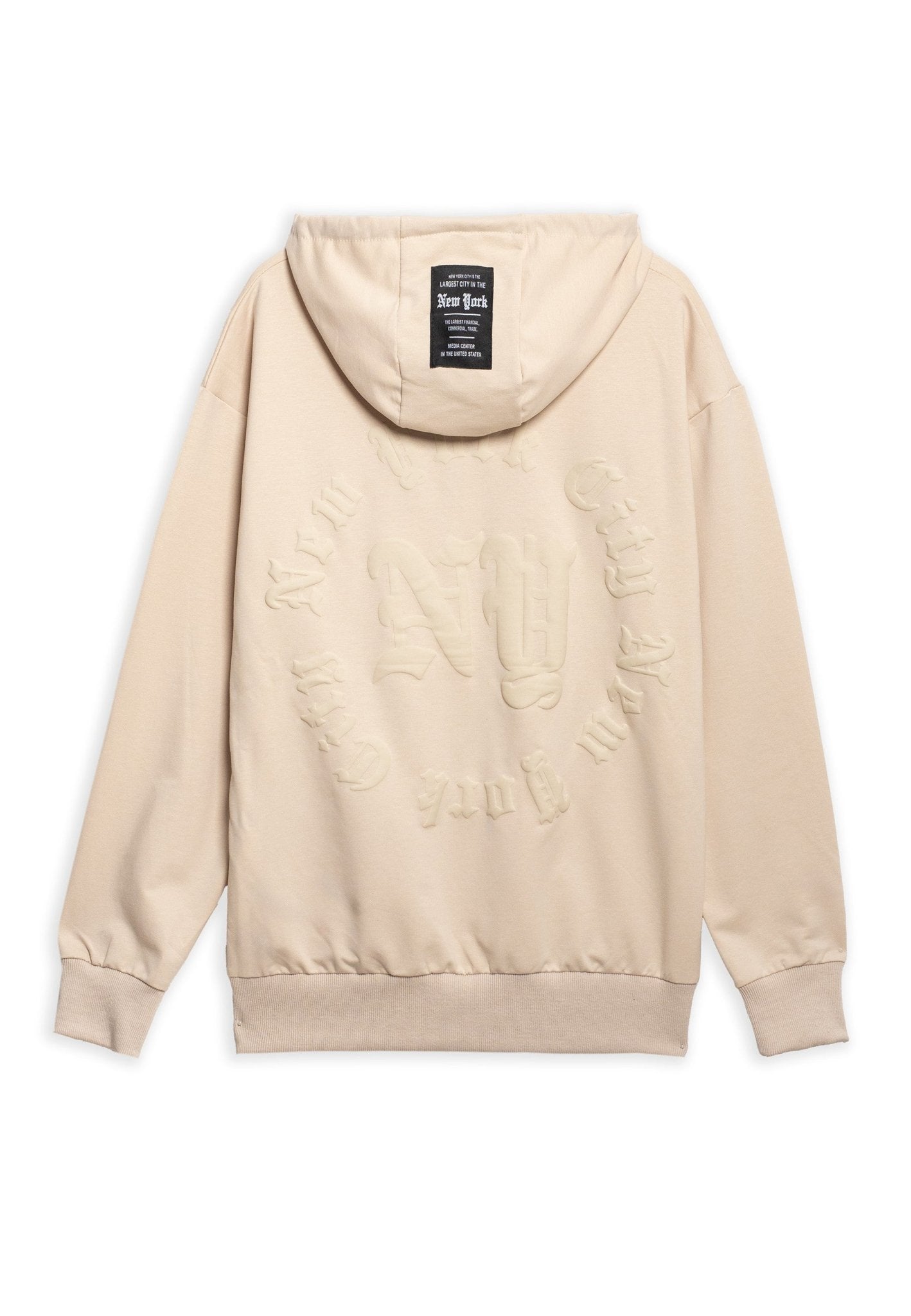 SUDADERA BEIGE NY FLOCKED HOODIE - AREA ZERO