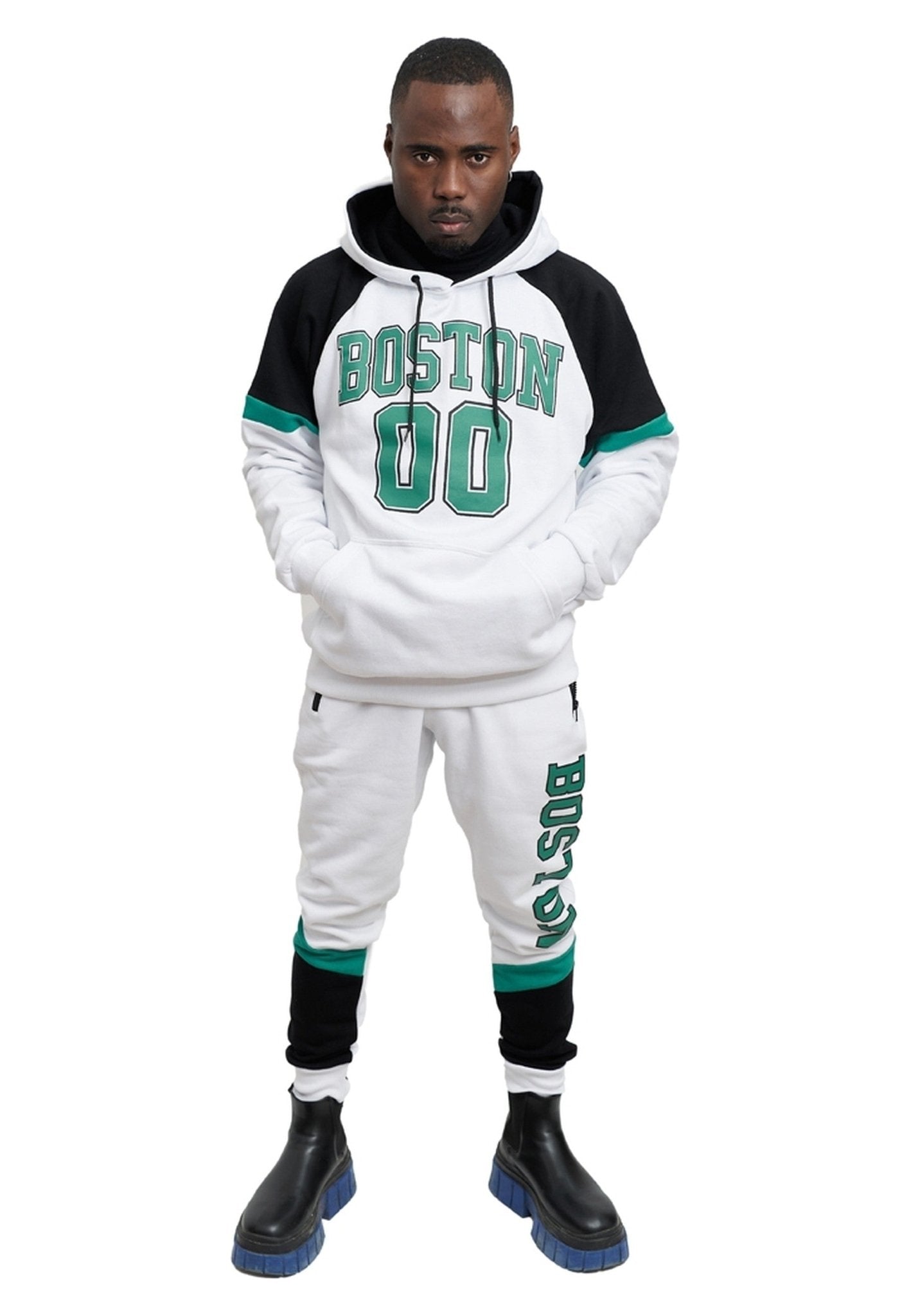 SUDADERA BLANCA BOSTON 00 STRIPED HOODIE - AREA ZERO