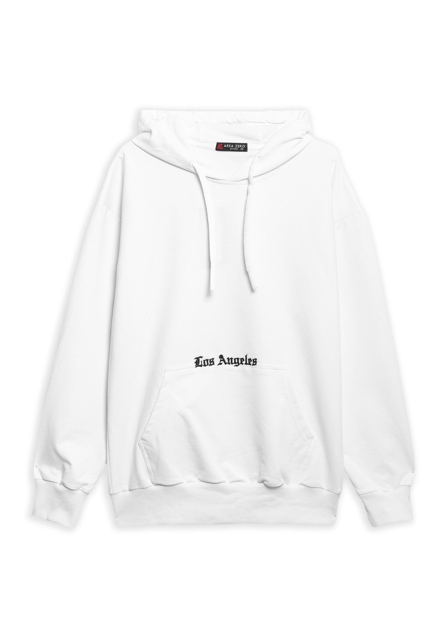 SUDADERA BLANCA LOS ANGELES BACK LOGO HOODIE - AREA ZERO