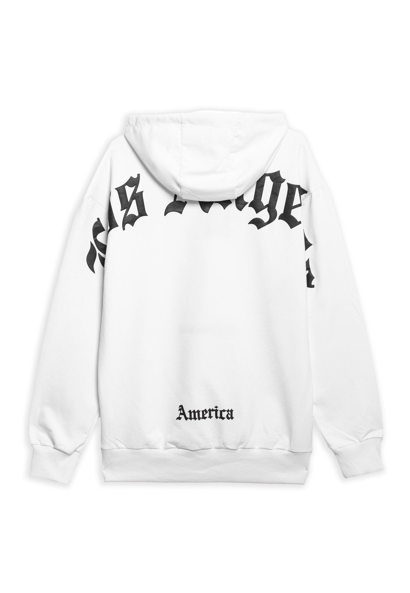 SUDADERA BLANCA LOS ANGELES BACK LOGO HOODIE - AREA ZERO