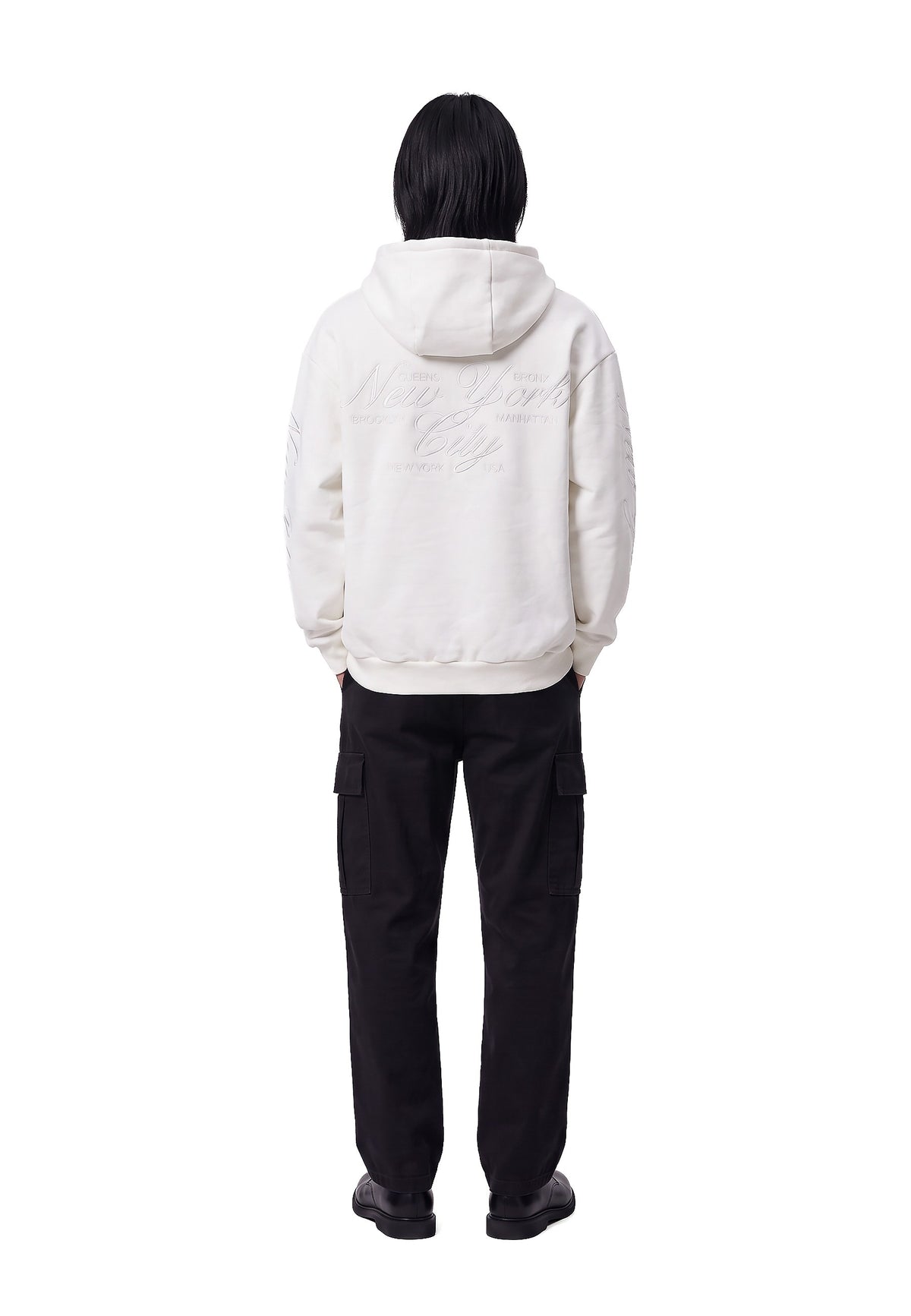 SUDADERA BLANCA NEW YORK CITY EMBROIDERED SLEEVE HOODIE
