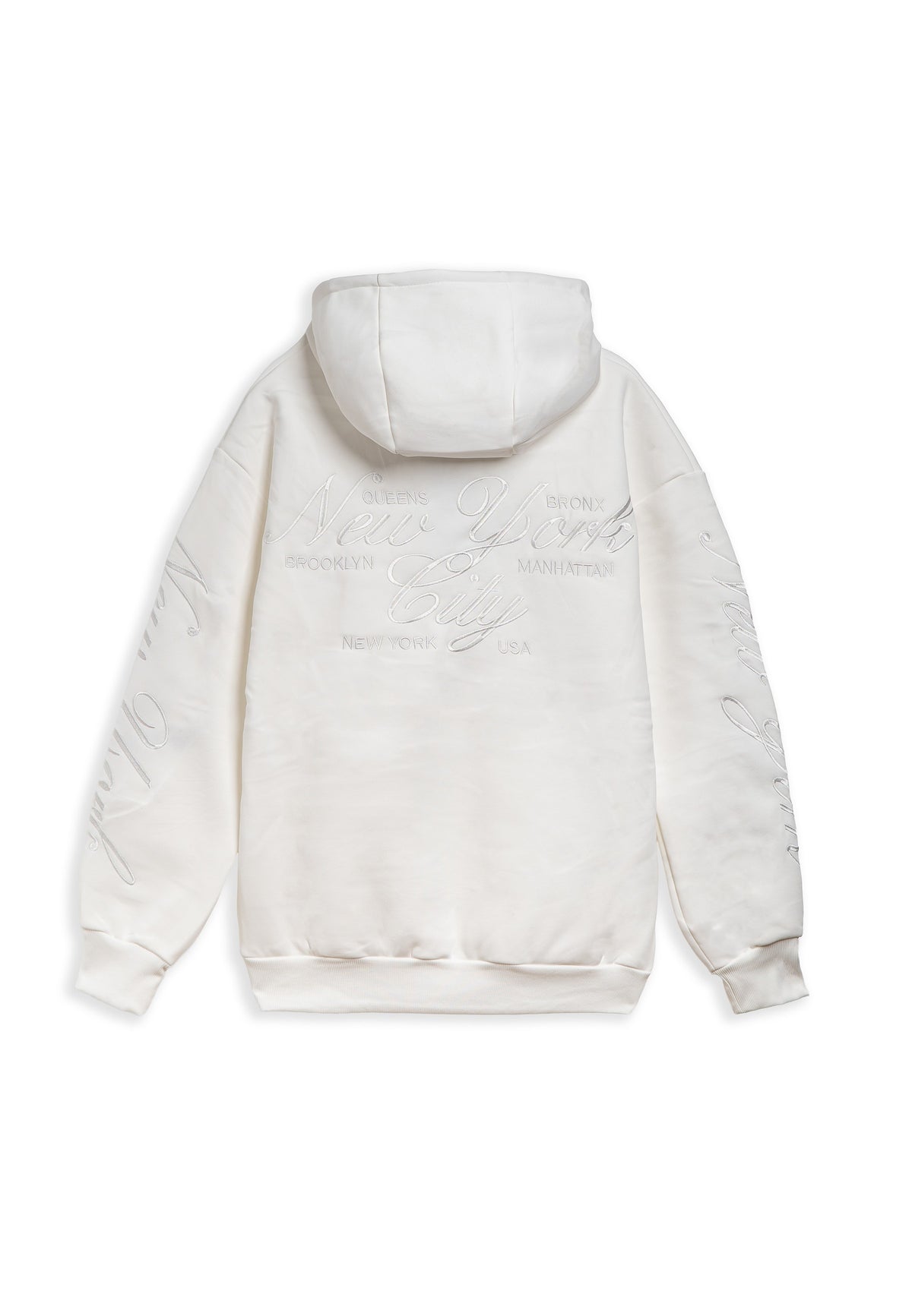 SUDADERA BLANCA NEW YORK CITY EMBROIDERED SLEEVE HOODIE