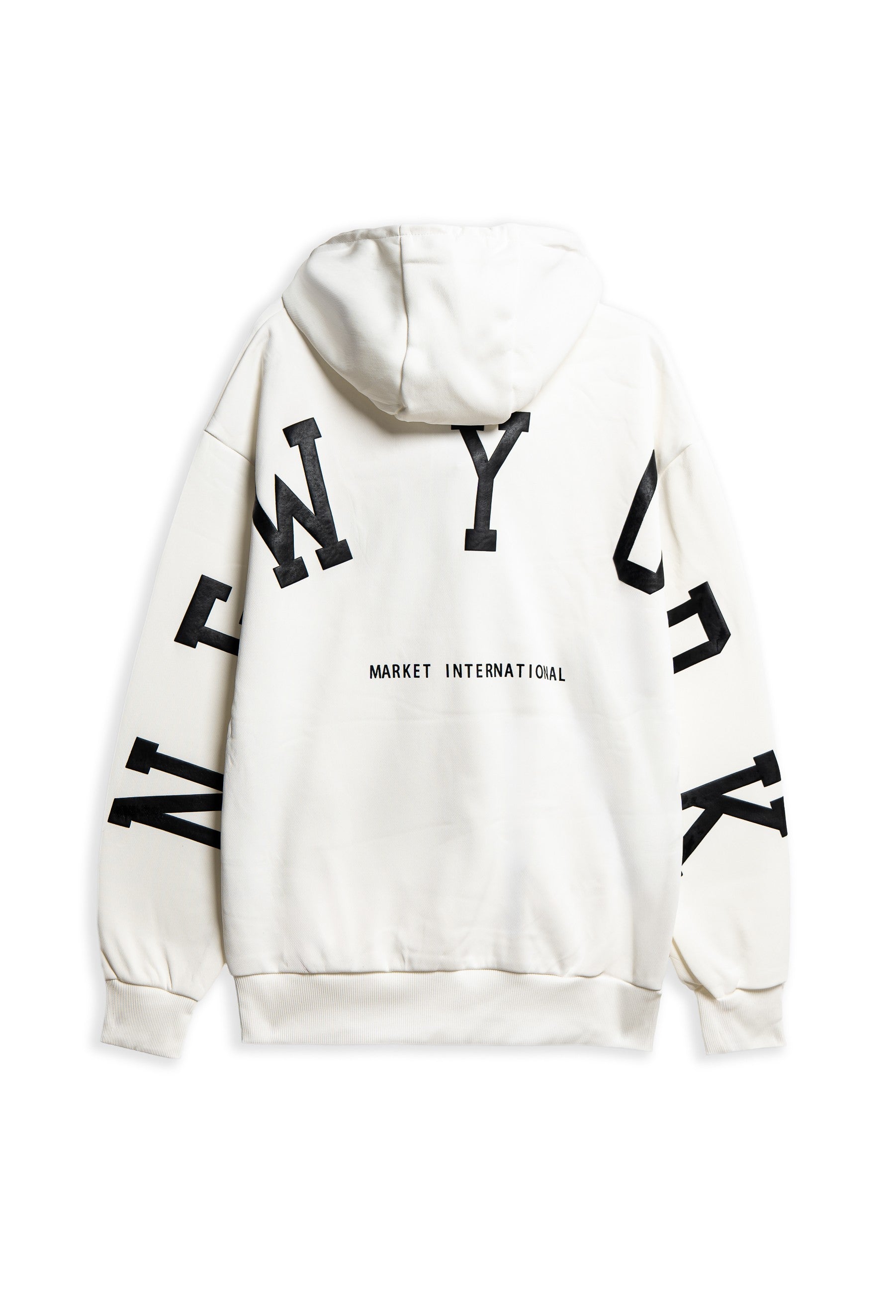 SUDADERA BLANCA NEW YORK INTERNATIONAL MARKET HOODIE