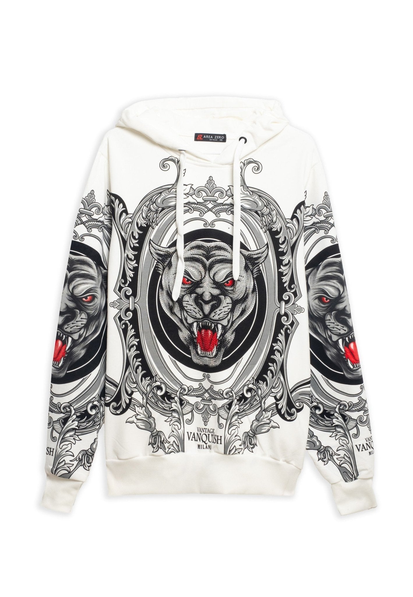 SUDADERA BLANCA SHINNY TIGER HOODIE - AREA ZERO