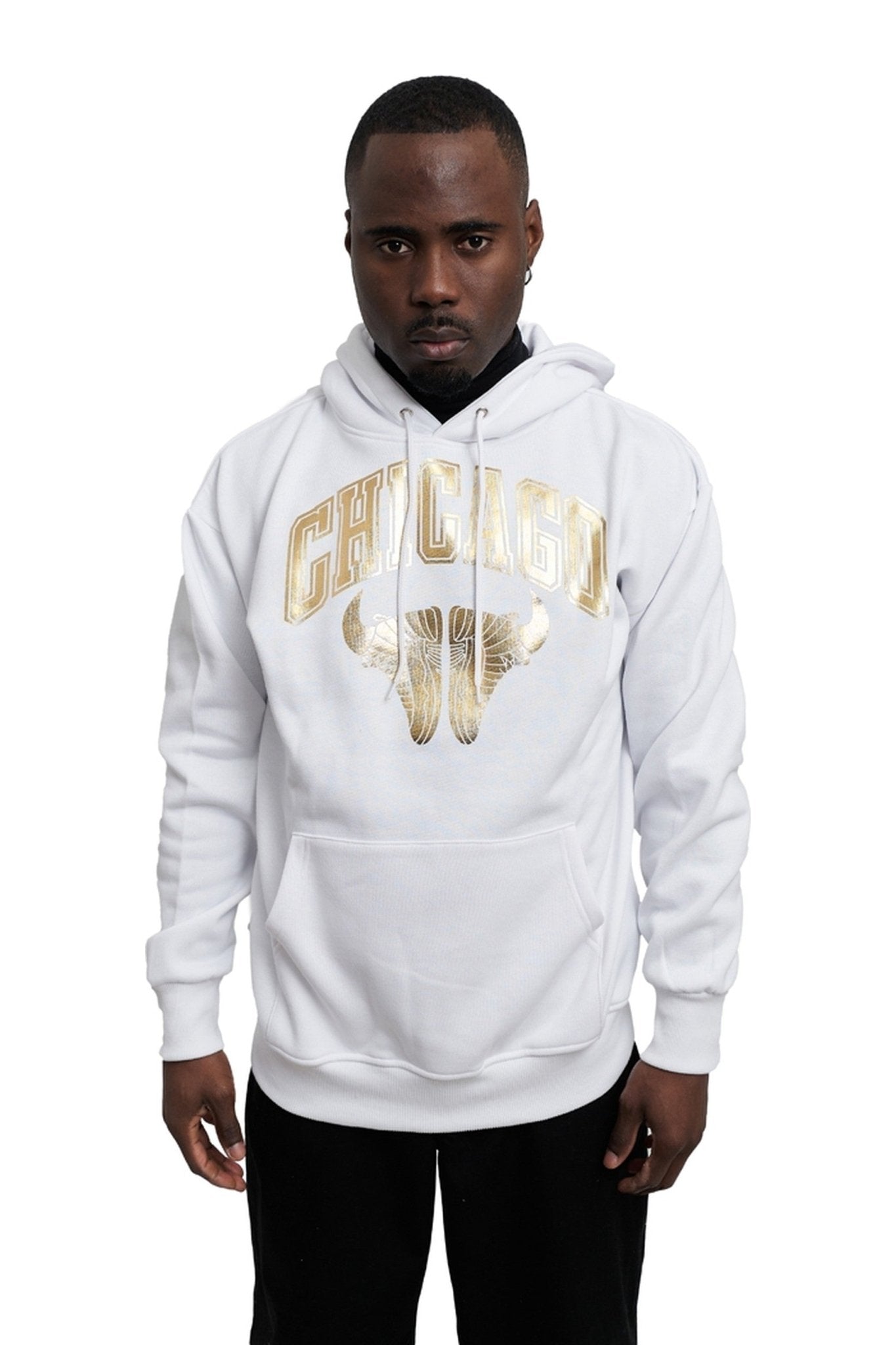 SUDADERA BLANCA/ORO CHICAGO SNEAKERS GOLDEN FACE HOODIE - AREA ZERO