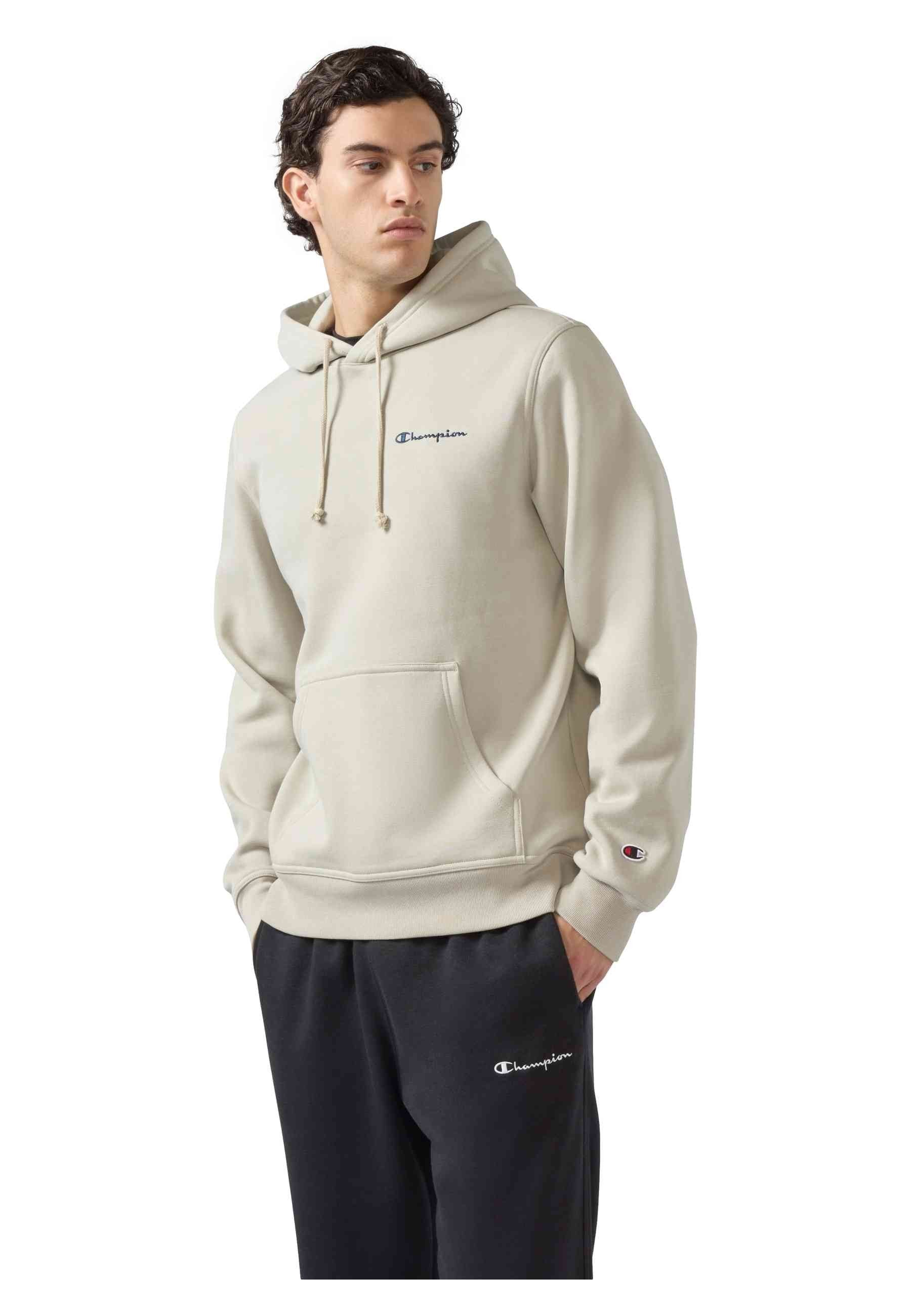SUDADERA CHAMPION BEIGE SMALL EMBROIDERED LOGO HOODIE