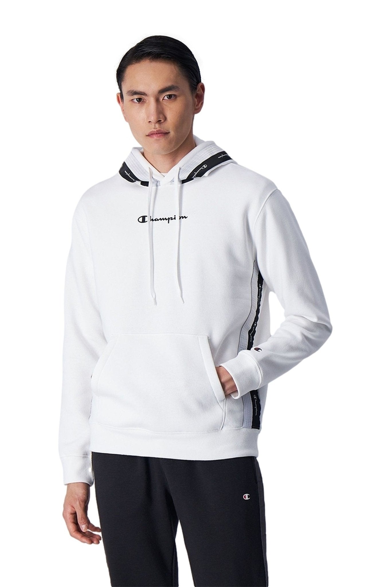SUDADERA CHAMPION BLANCA JAQUARD TAPE FLEECE HOODIE - AREA ZERO