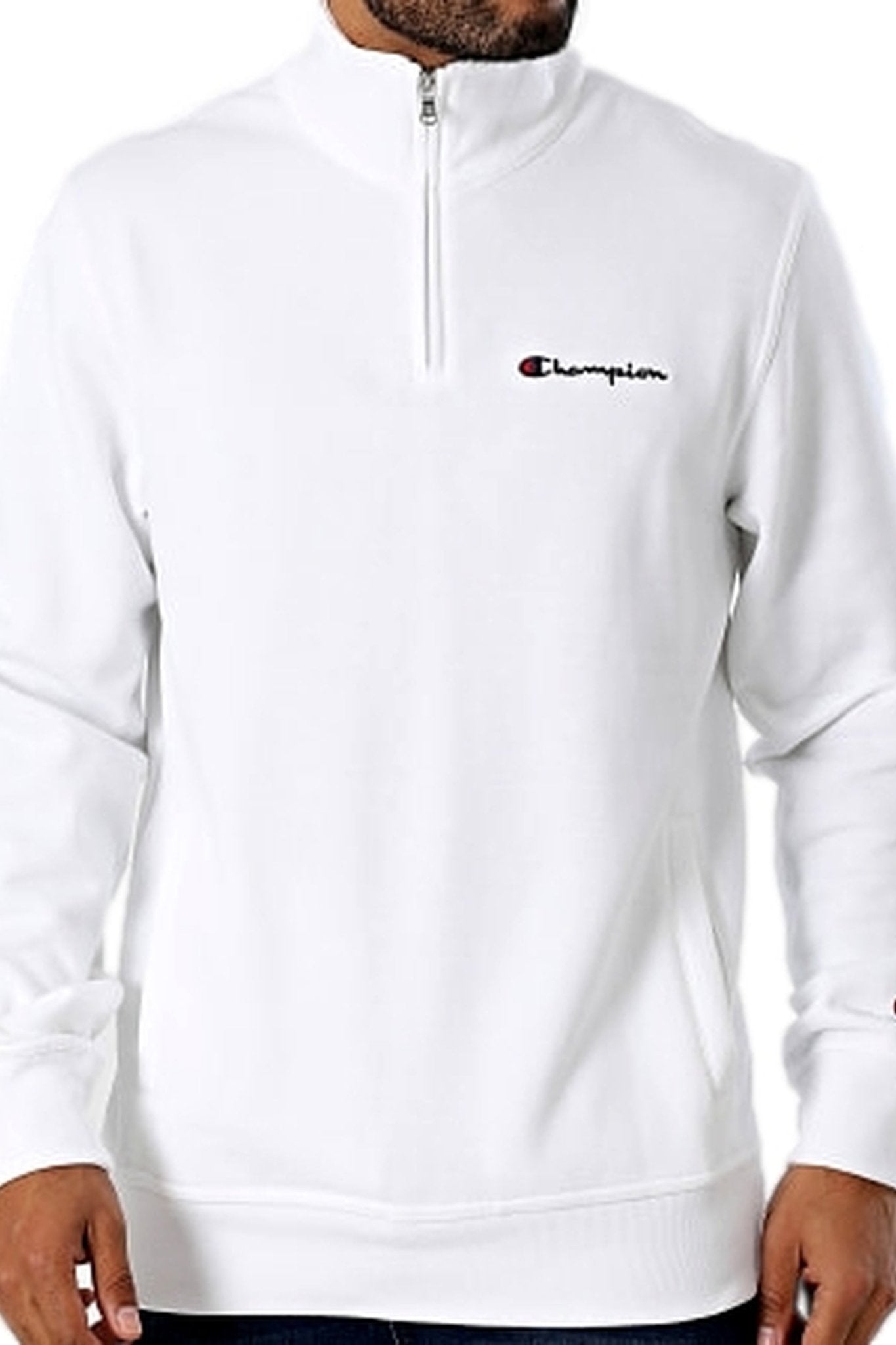 SUDADERA CHAMPION BLANCA LONG SLEEVE LOGO HALF ZIP SWEATSHIRT - AREA ZERO