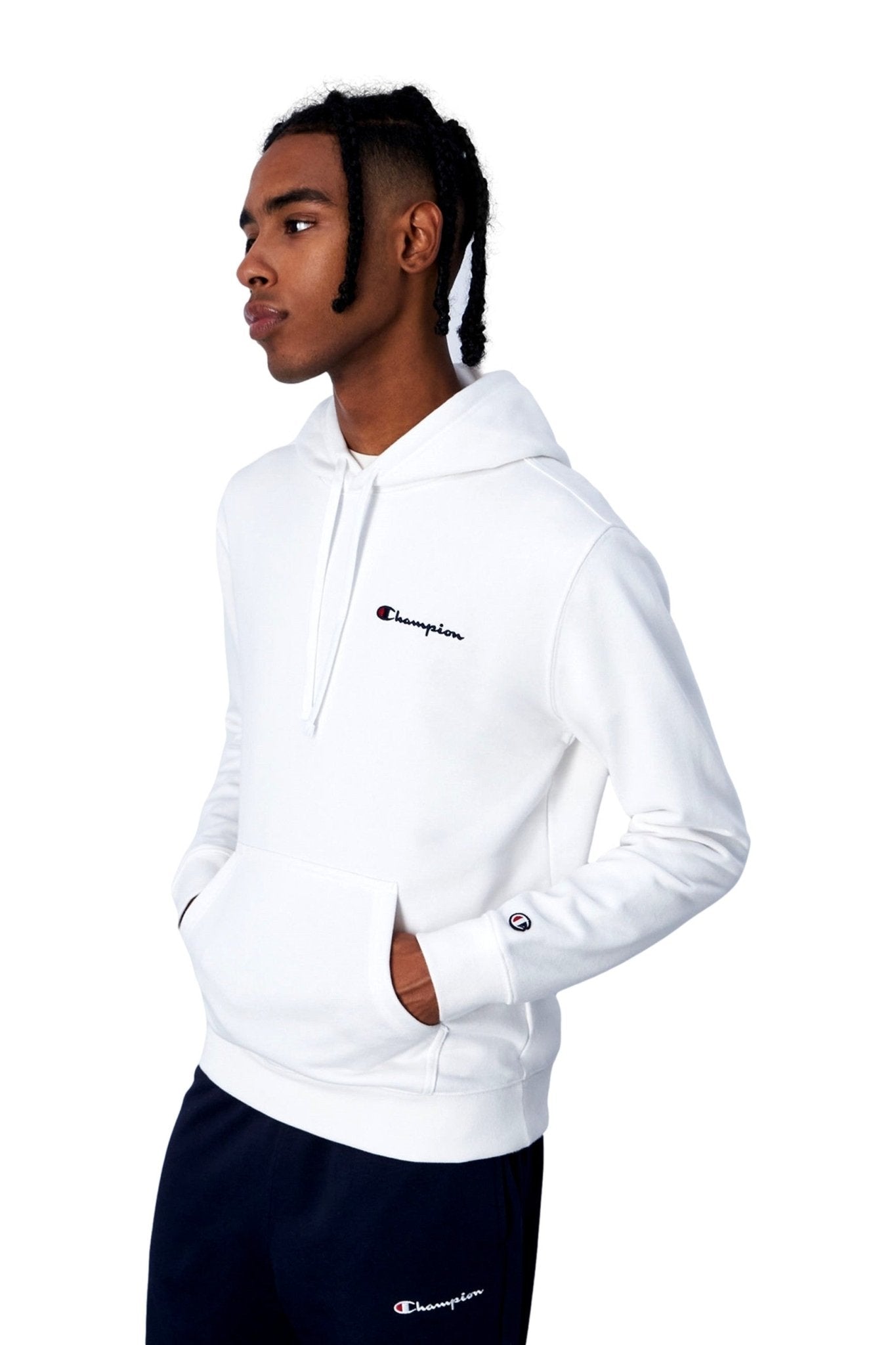 SUDADERA CHAMPION BLANCA SMALL EMBROIDERED LOGO HOODED SWEATSHIRT - AREA ZERO