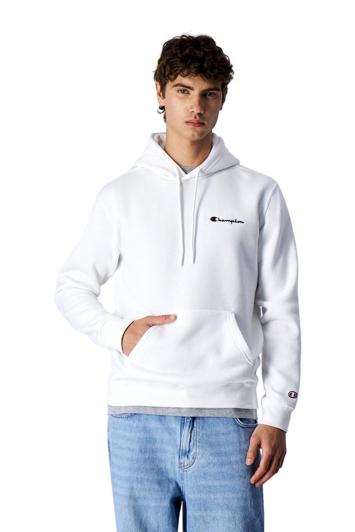 SUDADERA CHAMPION BLANCA SMALL TEXTED LOGO HOODIE - AREA ZERO