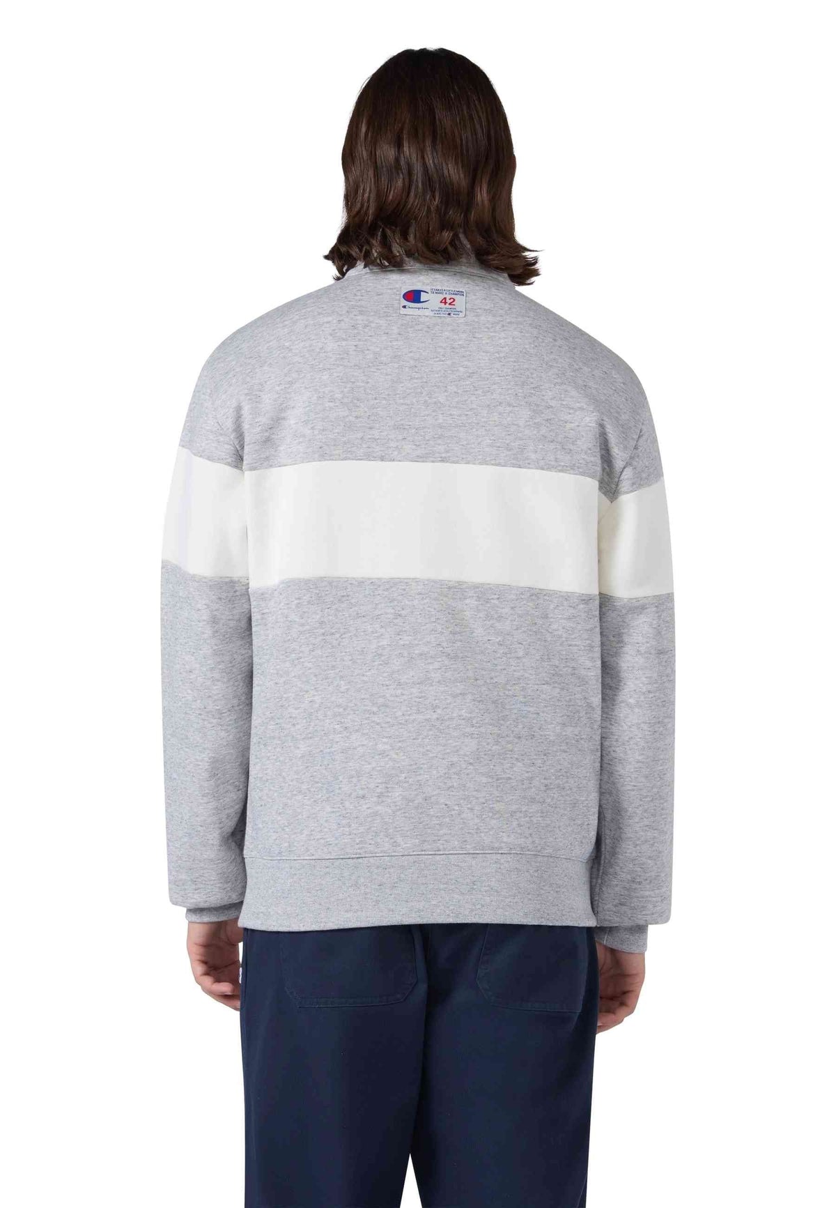 SUDADERA CHAMPION GRIS ACADEMY LOGO HALF ZIP SWEATSHIRT