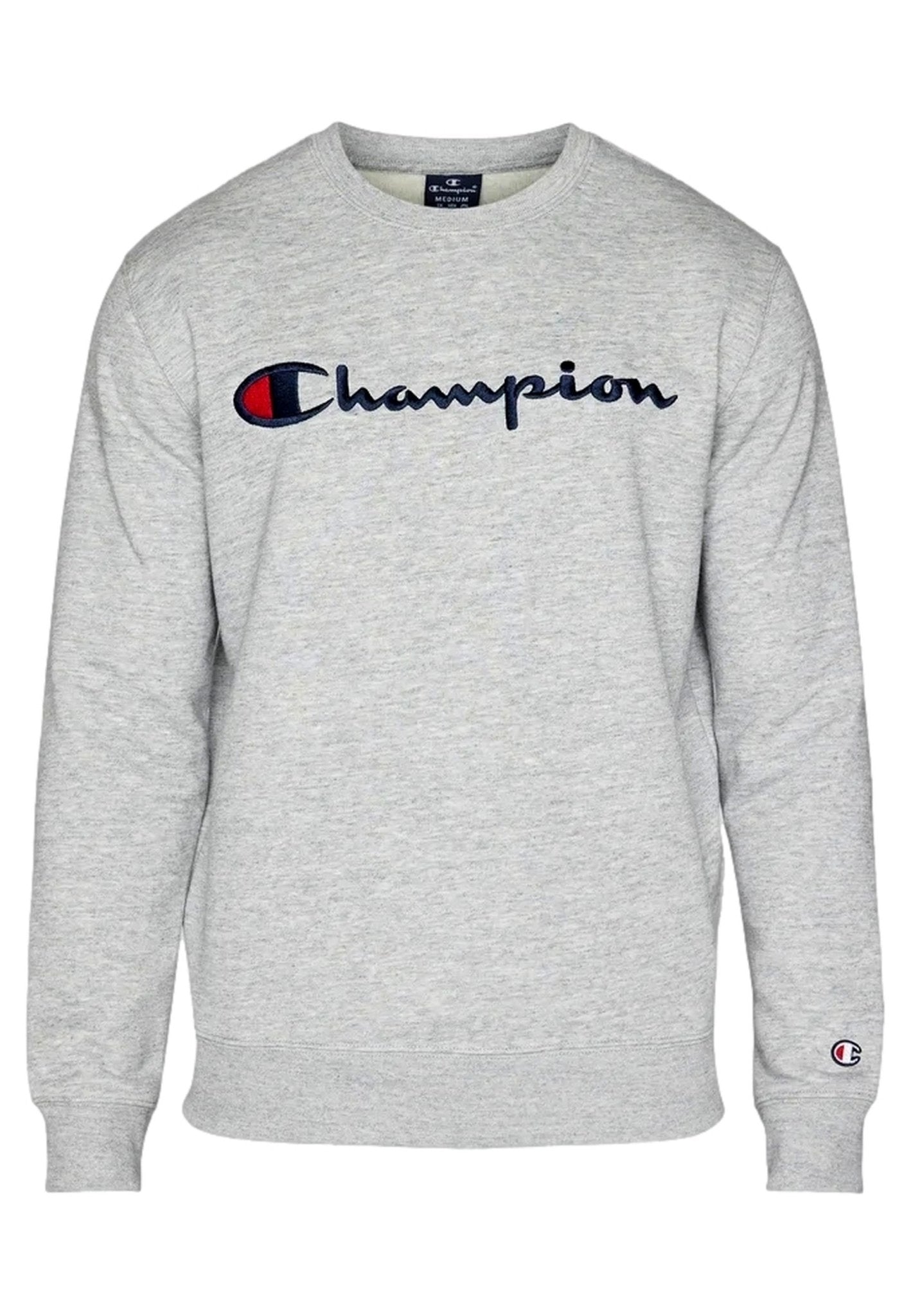 SUDADERA CHAMPION GRIS EMBROIDERED LOGO CREWNECK SWEATSHIRT - AREA ZERO