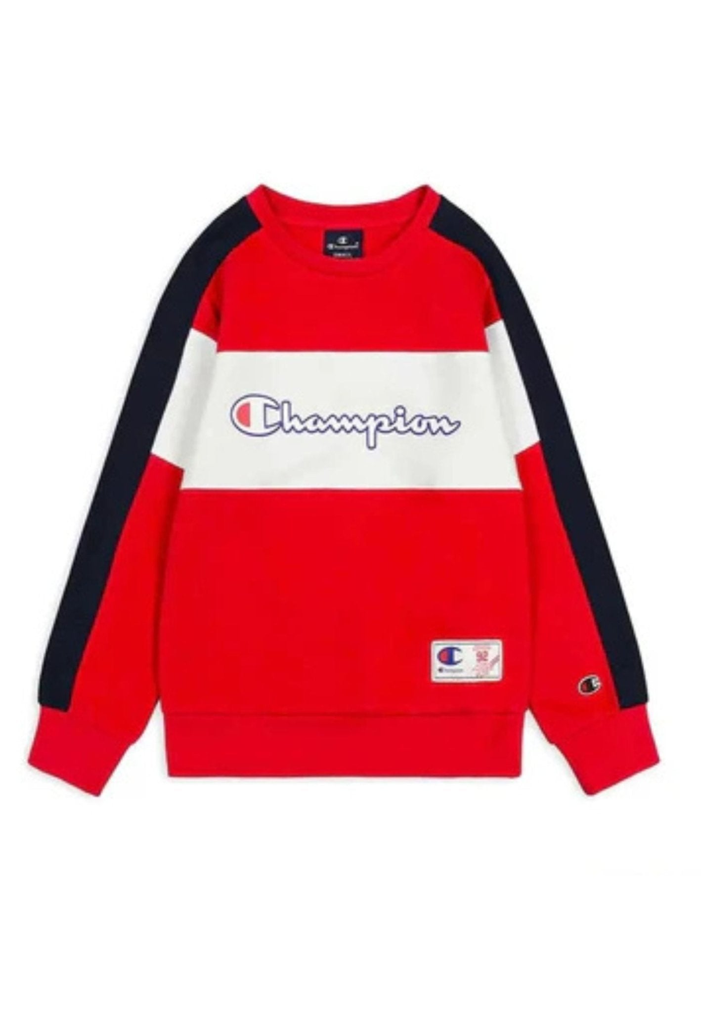 SUDADERA CHAMPION JUNIOR ROJA PRINTED LOGO CREWNECK - AREA ZERO