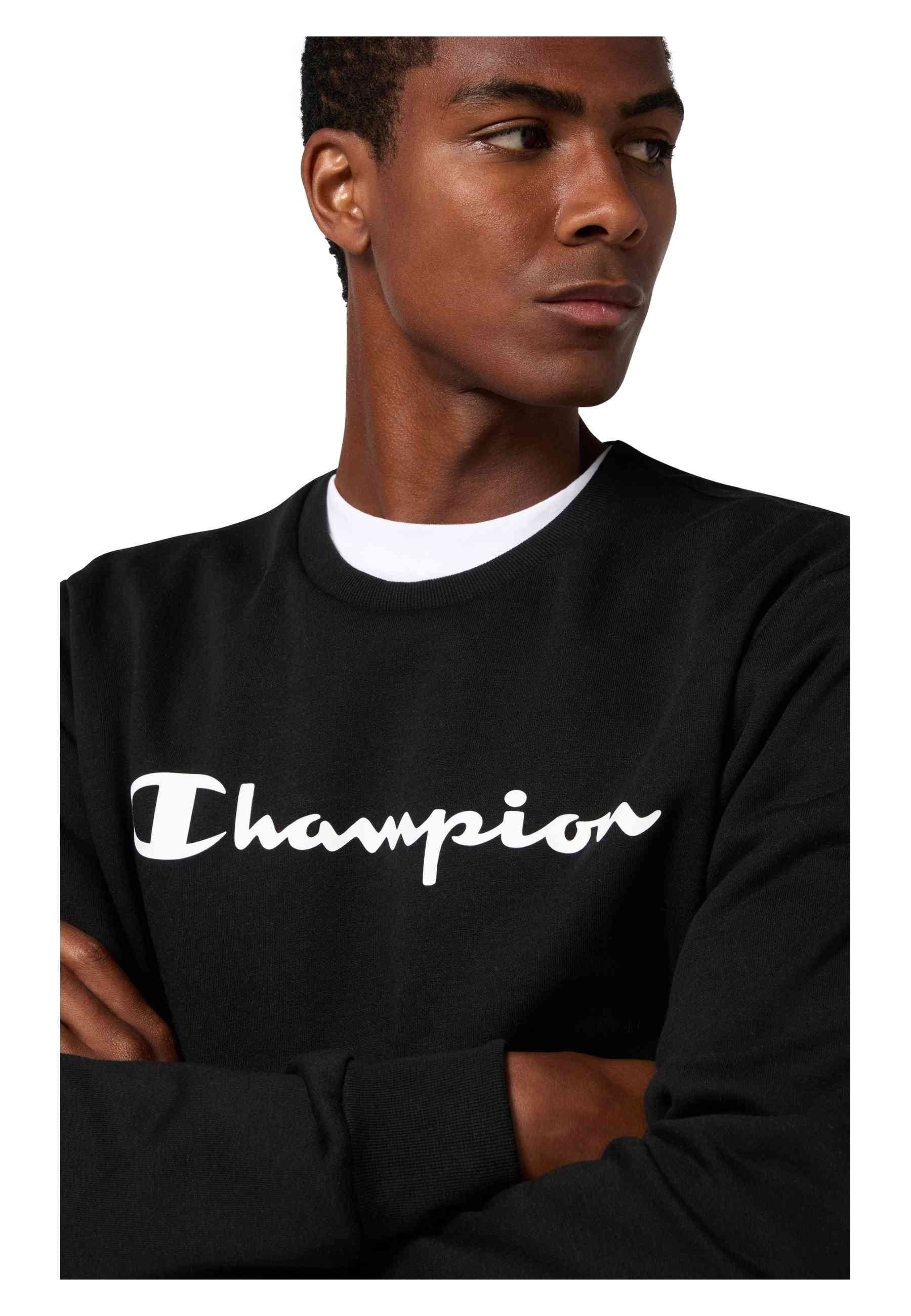 SUDADERA CHAMPION NEGRA BIG PRINTED LOGO CREWNECK