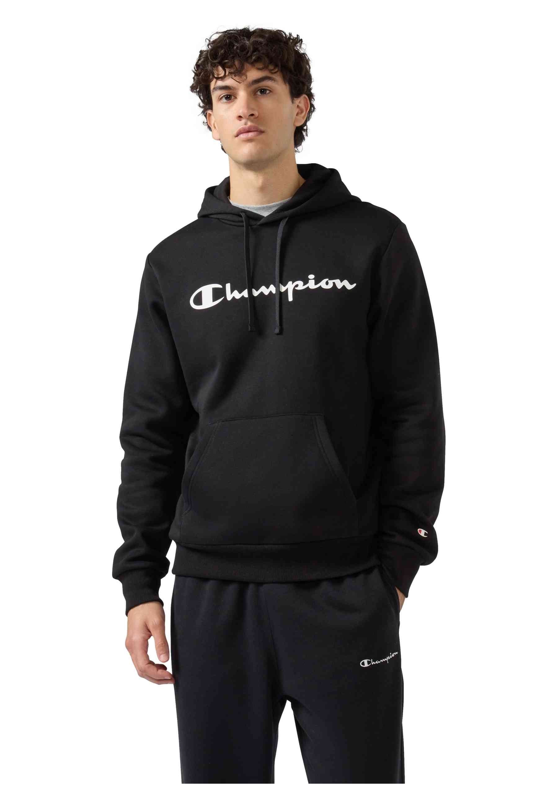 SUDADERA CHAMPION NEGRA BIG PRINTED LOGO HOODIE