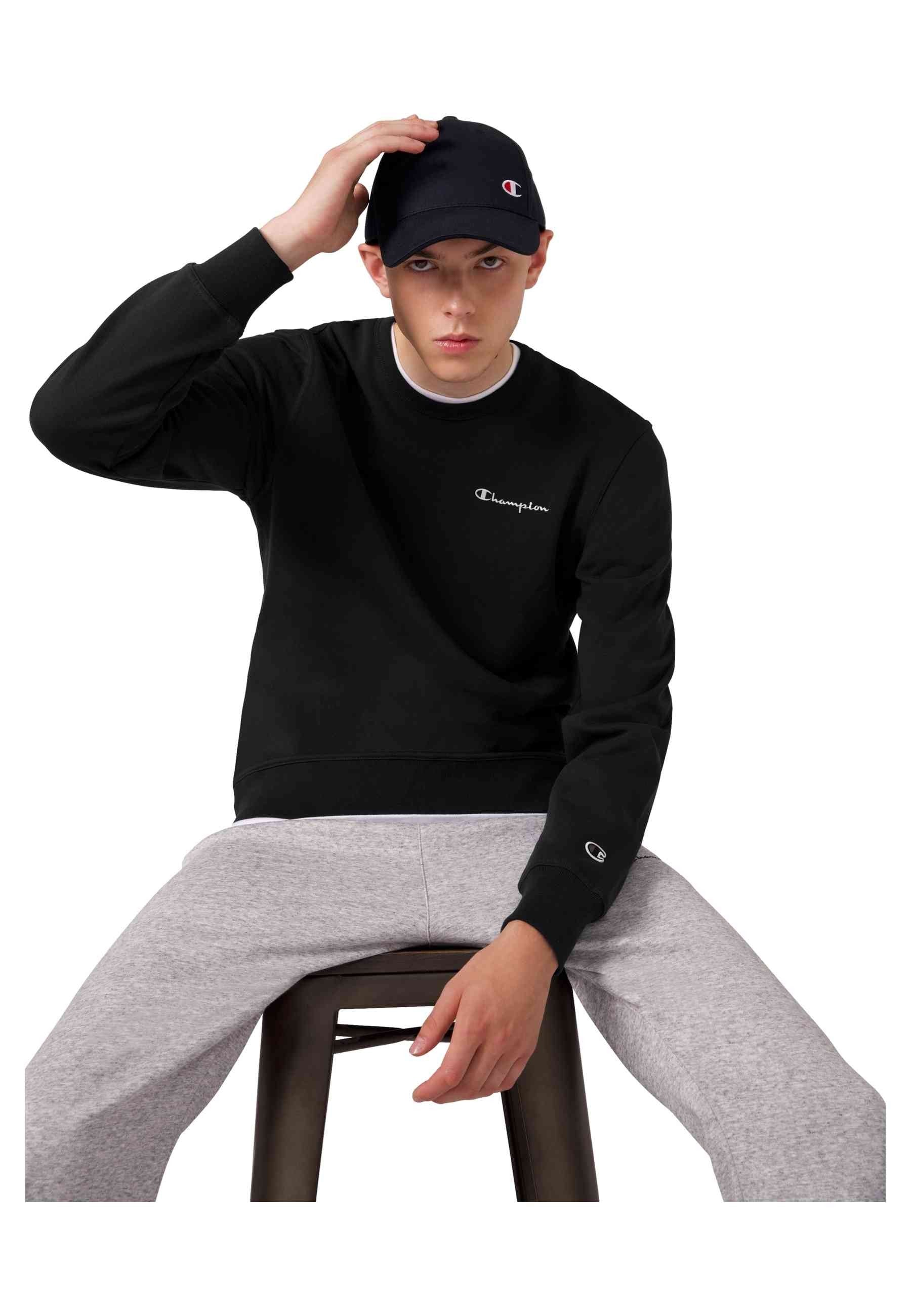 SUDADERA CHAMPION NEGRA SMALL EMBROIDERED LOGO CREWNECK