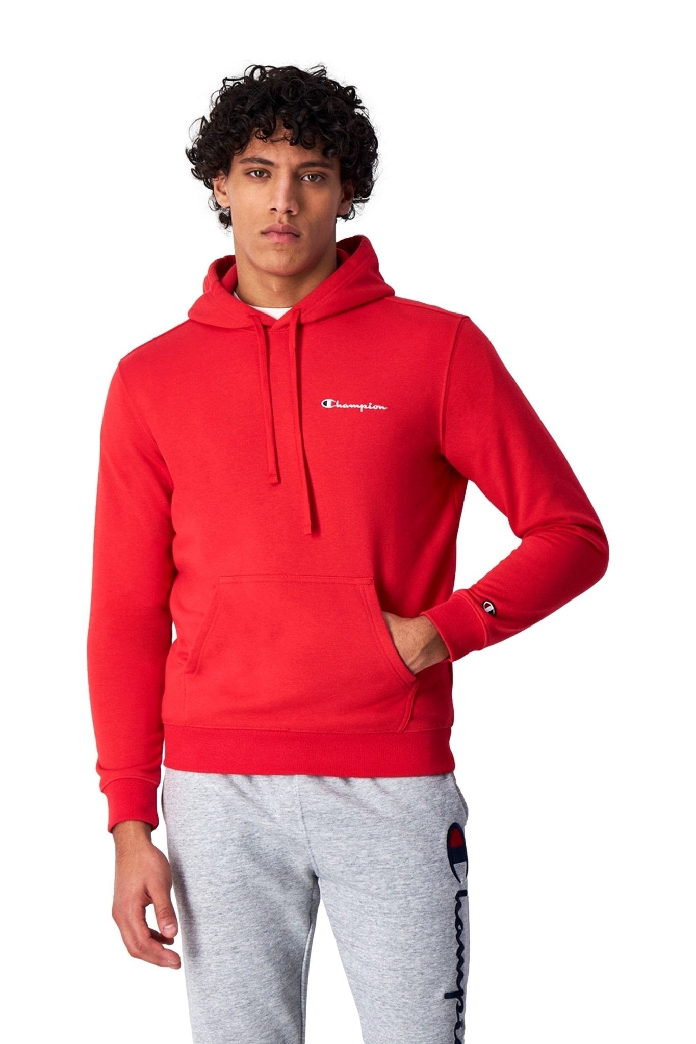 SUDADERA CHAMPION ROJA SMALL EMBROIDERED LOGO HOODED SWEATSHIRT - AREA ZERO
