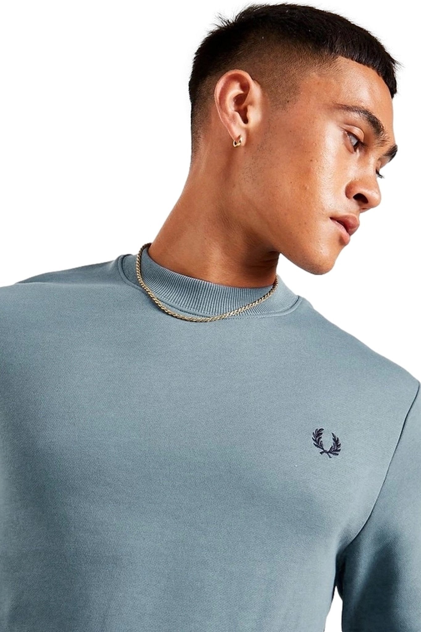 SUDADERA FRED PERRY AZUL CENIZA CREWNECK SWEATSHIRT - AREA ZERO