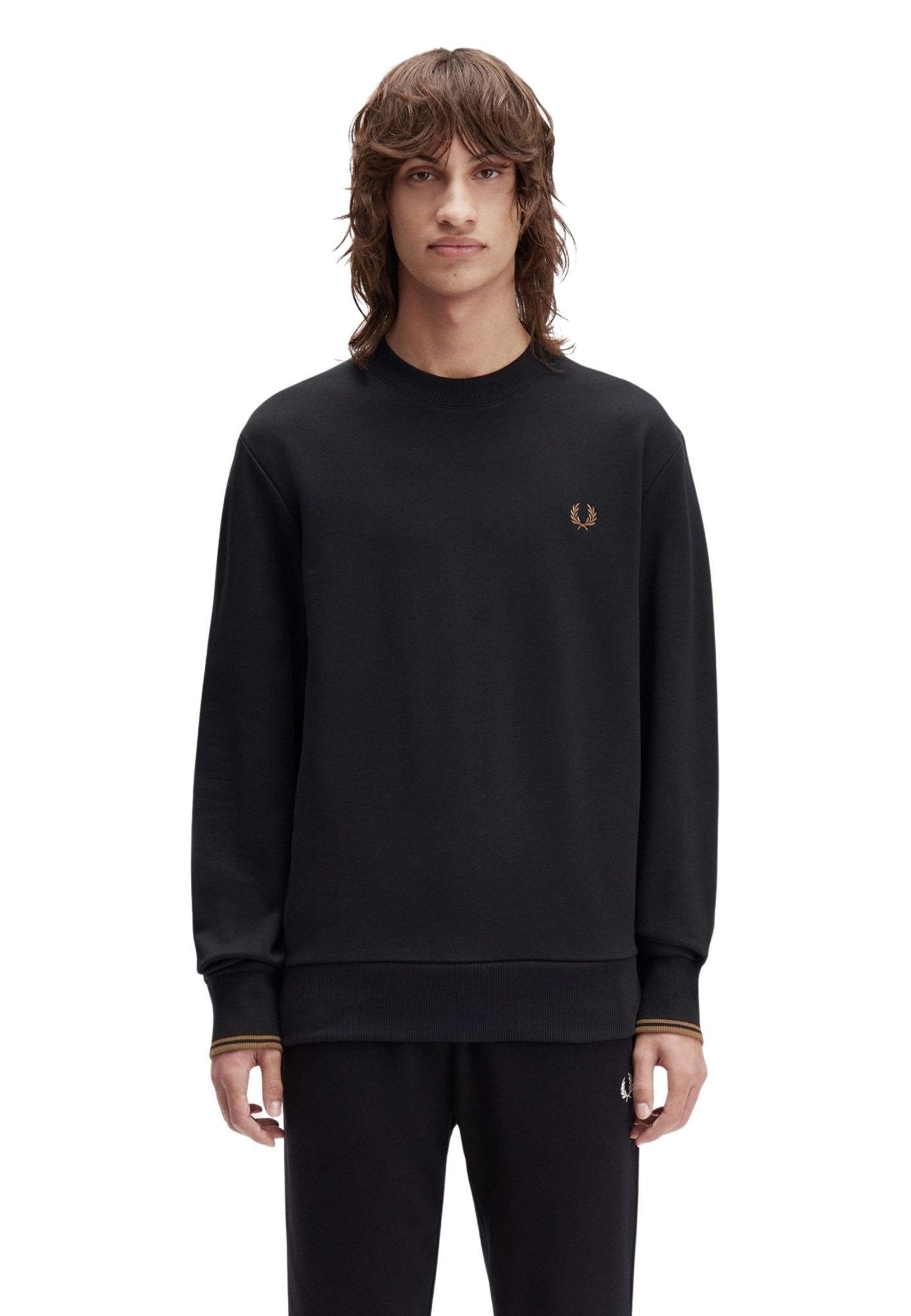 SUDADERA FRED PERRY NEGRA CONTRAST CREWNECK SWEATSHIRT - AREA ZERO