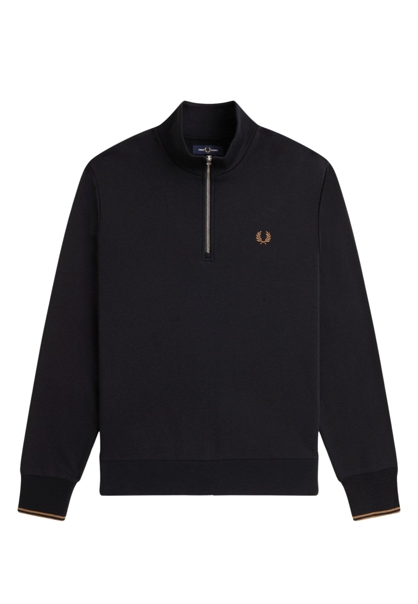 SUDADERA FRED PERRY NEGRA HALF ZIP CONTRAST SWEAT - AREA ZERO