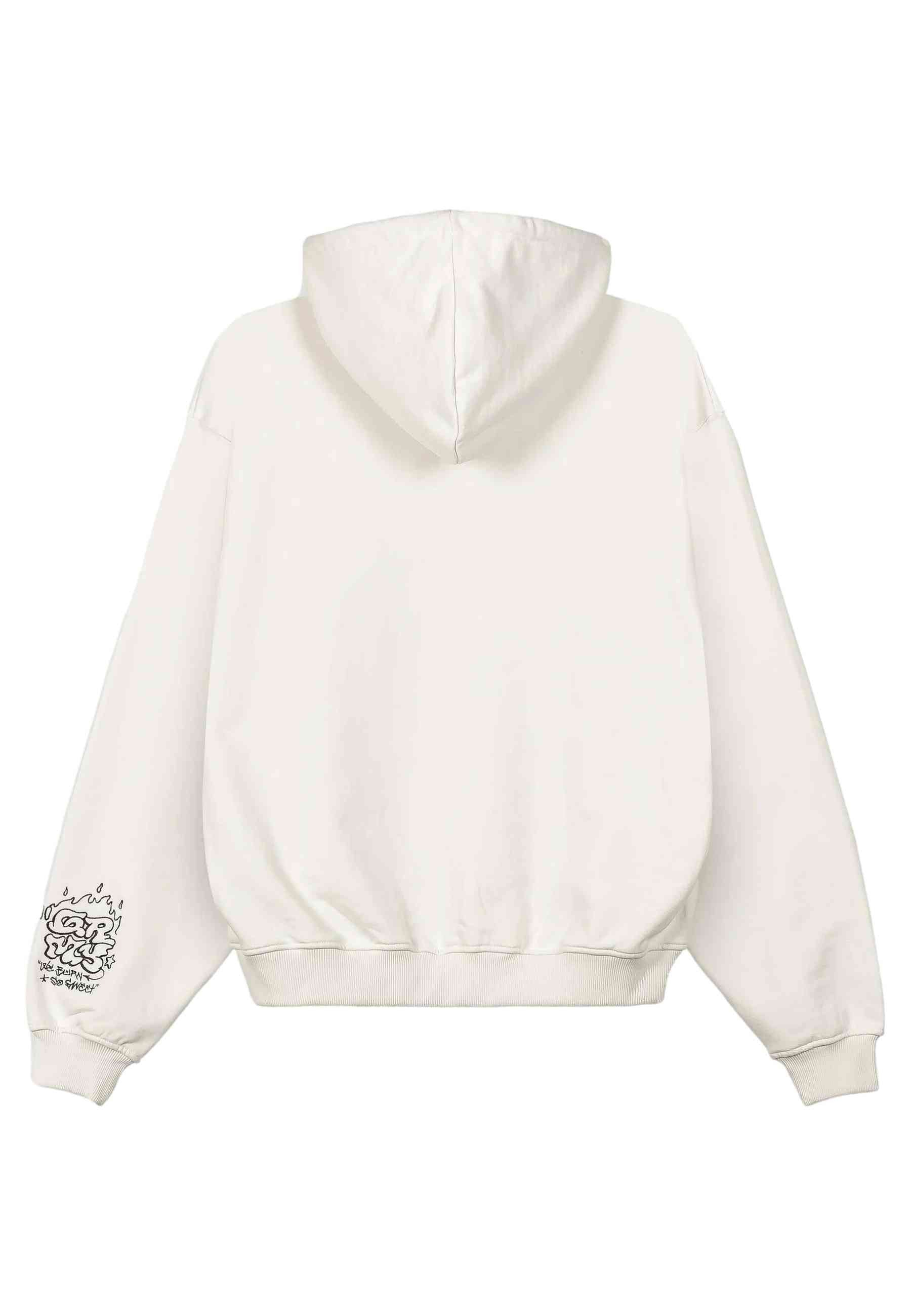 SUDADERA GRIMEY BLANCA THE SHELTER WE BURN SO SWEET BOXY HOODIE