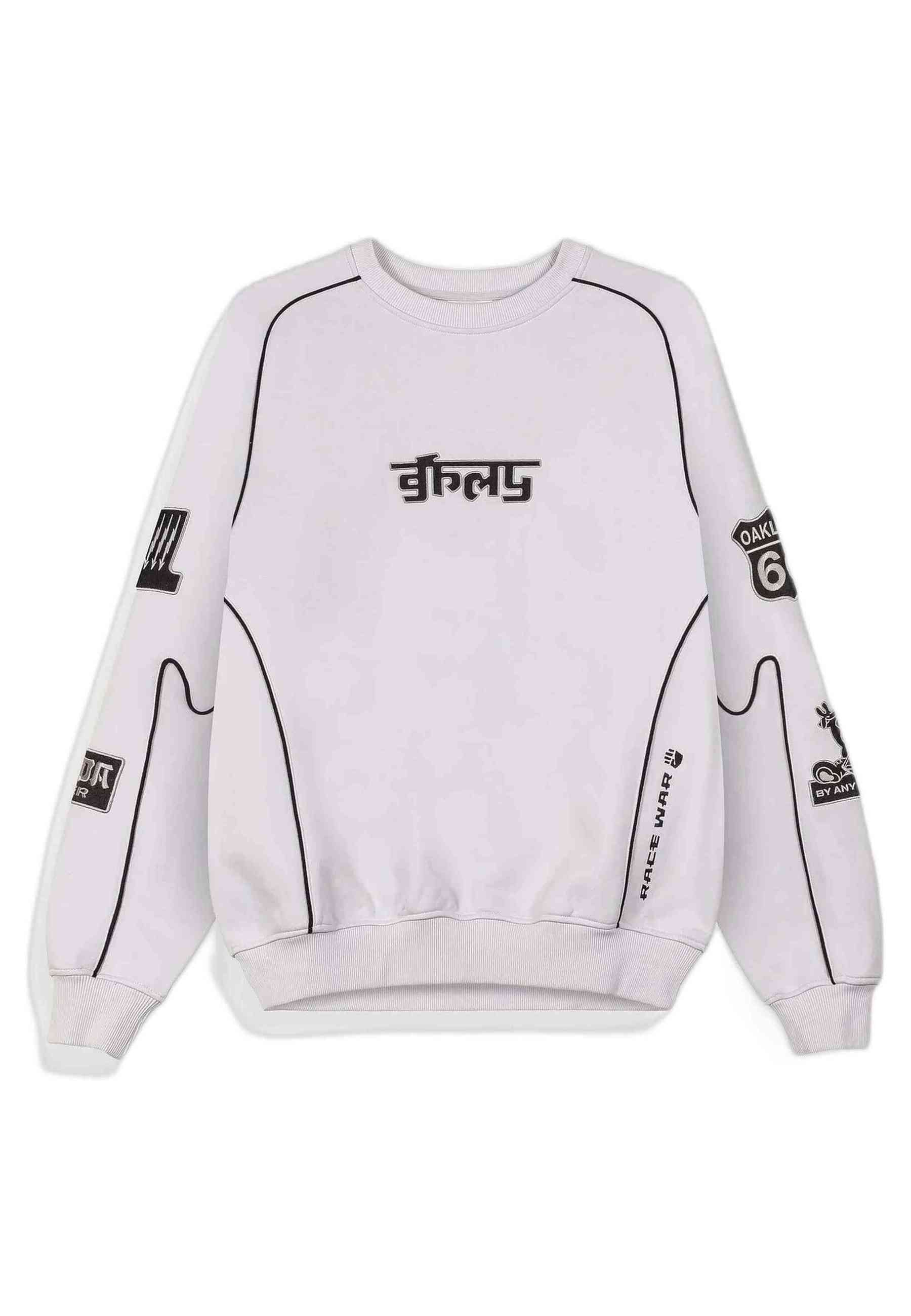 SUDADERA GRIMEY GRIS RACE WAR VINTAGE CREWNECK