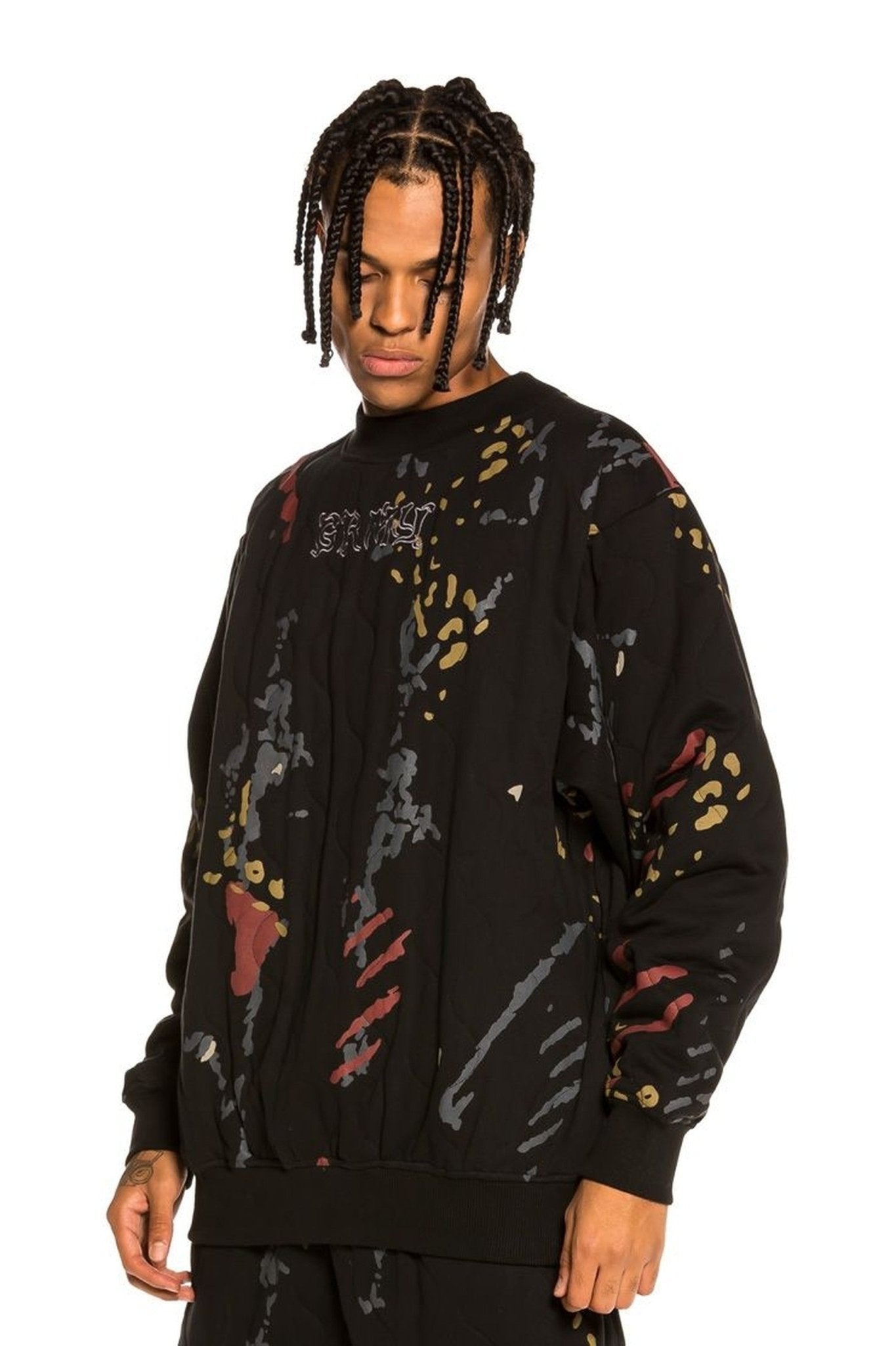 SUDADERA GRIMEY NEGRA JAZZ THING PADDED ALL OVER PRINT CREWNECK - AREA ZERO