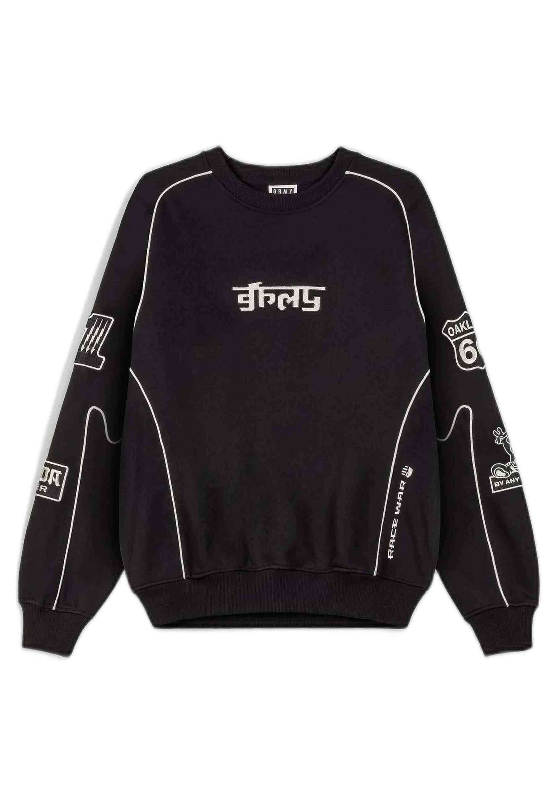 SUDADERA GRIMEY NEGRA RACE WAR VINTAGE CREWNECK