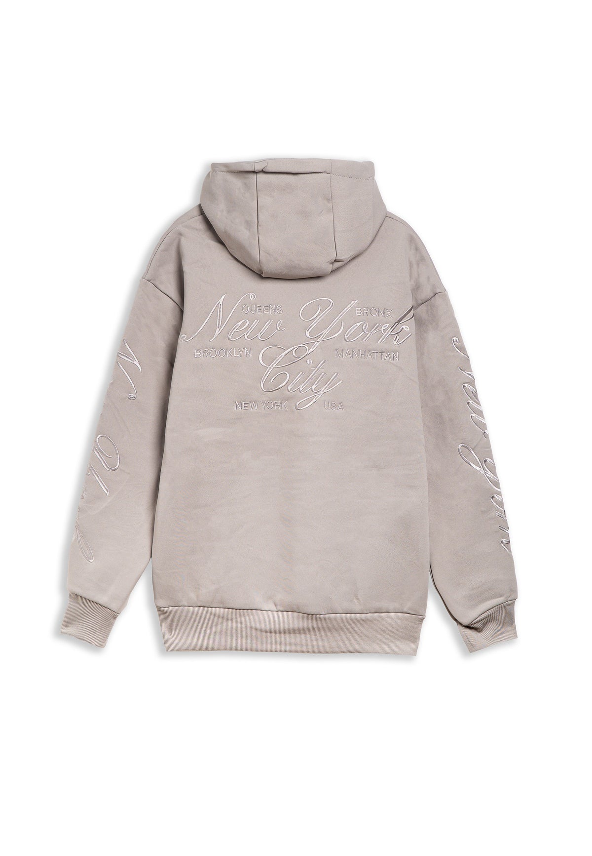 sudadera Over Street New York City Embroidered Sleeve Hoodie gris - vista 2