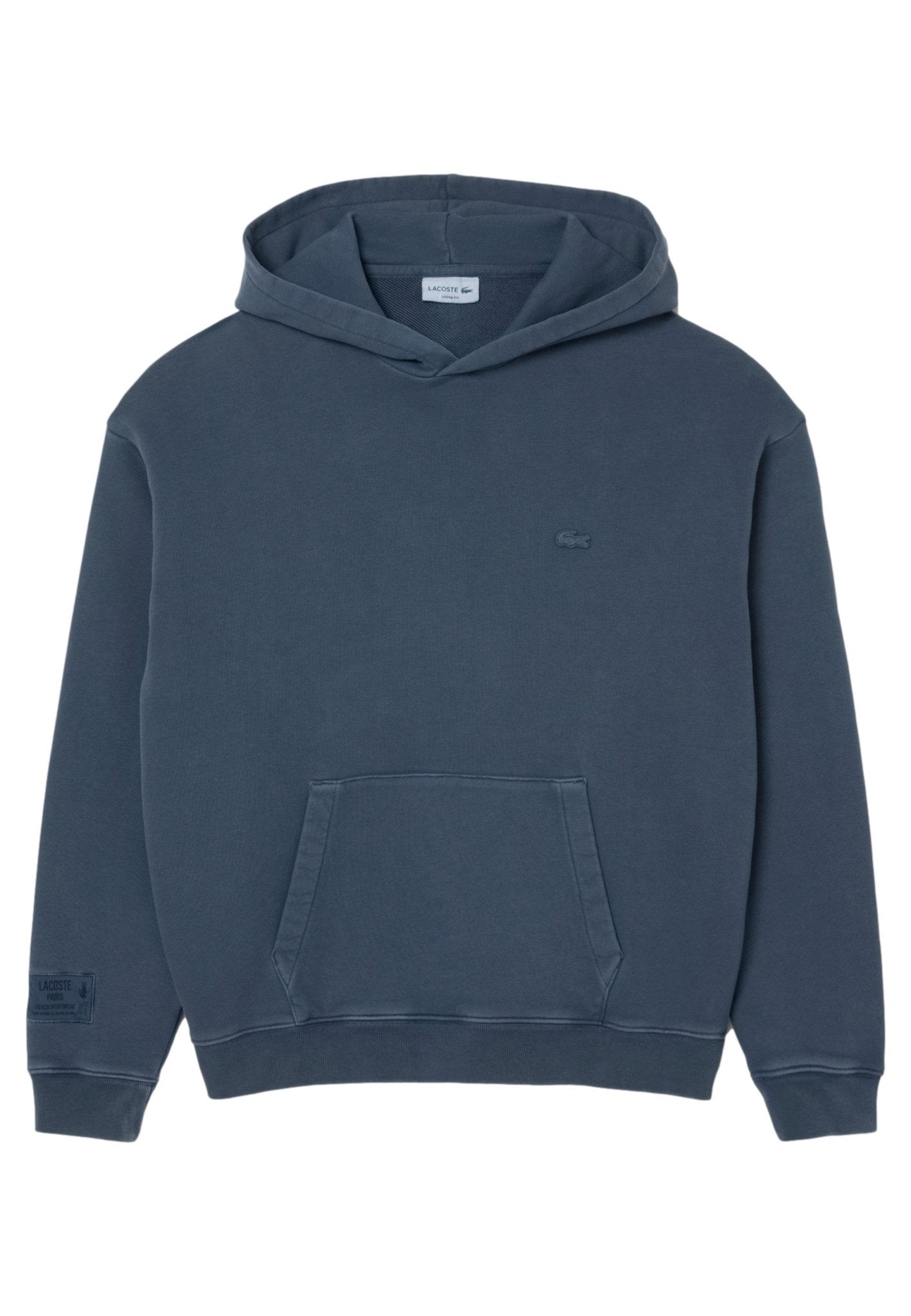 SUDADERA LACOSTE AZUL WASHED COTTON LOOSE FIT HOODIE - AREA ZERO