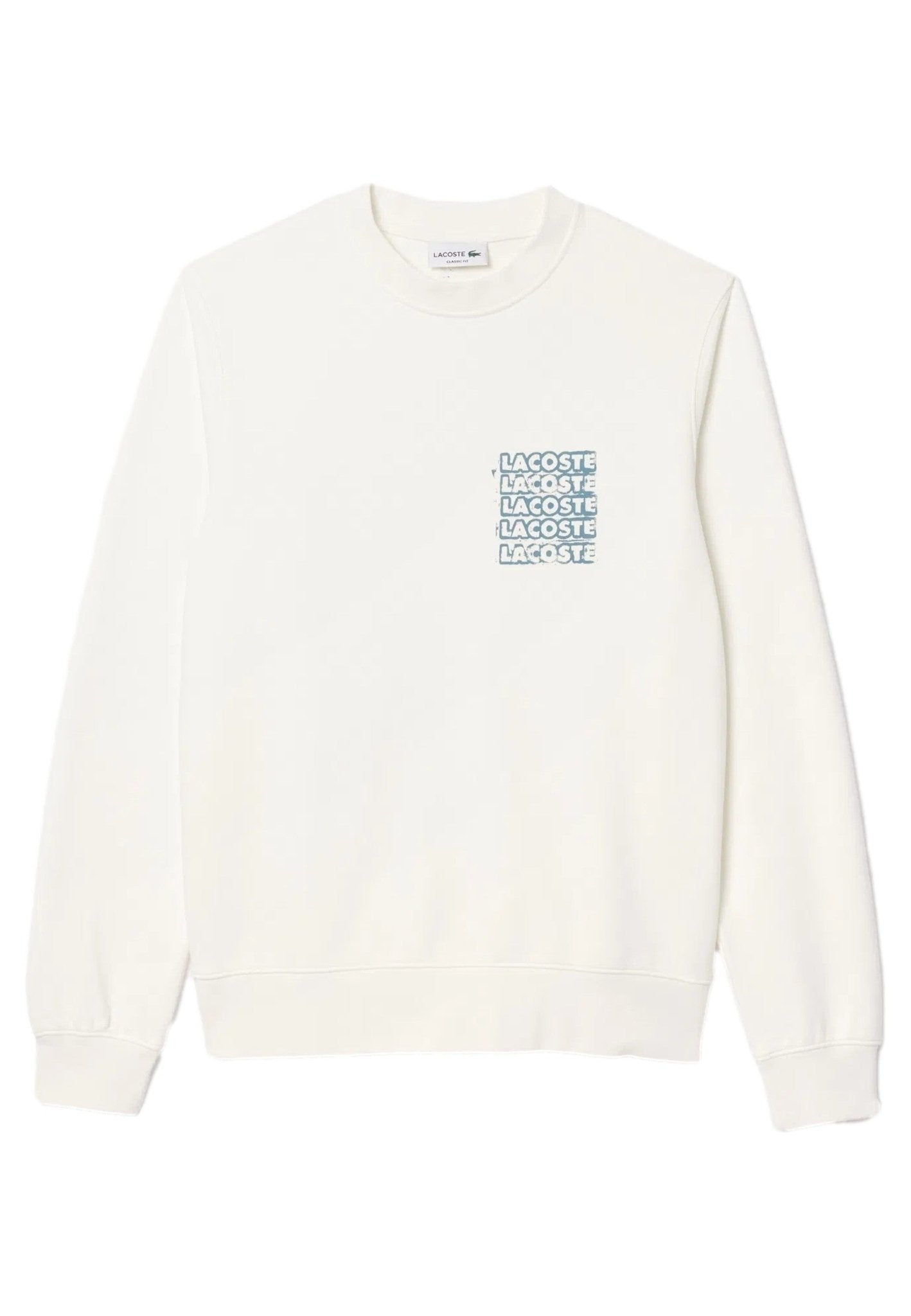 SUDADERA LACOSTE BLANCA COTTON GRAPHIC LOGO CREWNECK - AREA ZERO