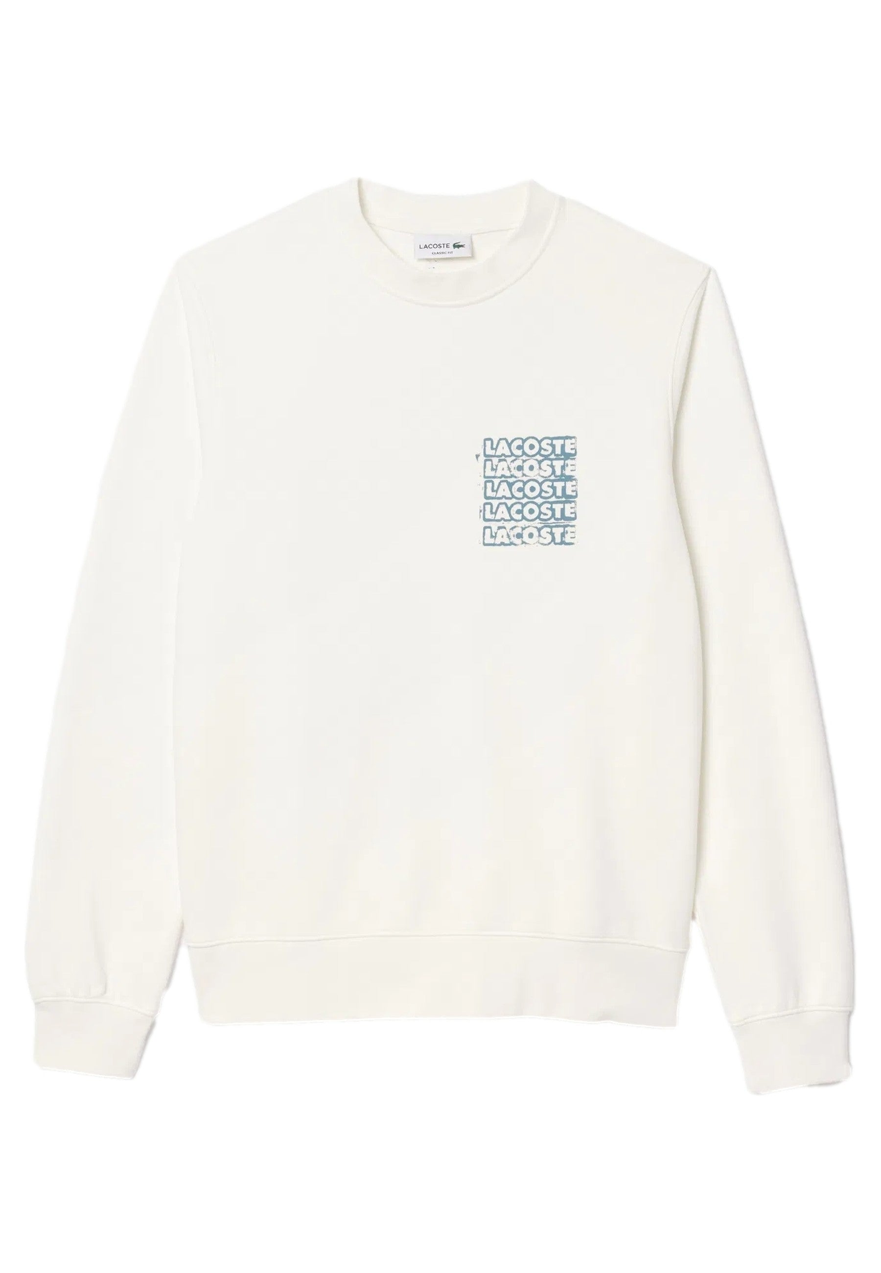 SUDADERA LACOSTE BLANCA COTTON GRAPHIC LOGO CREWNECK