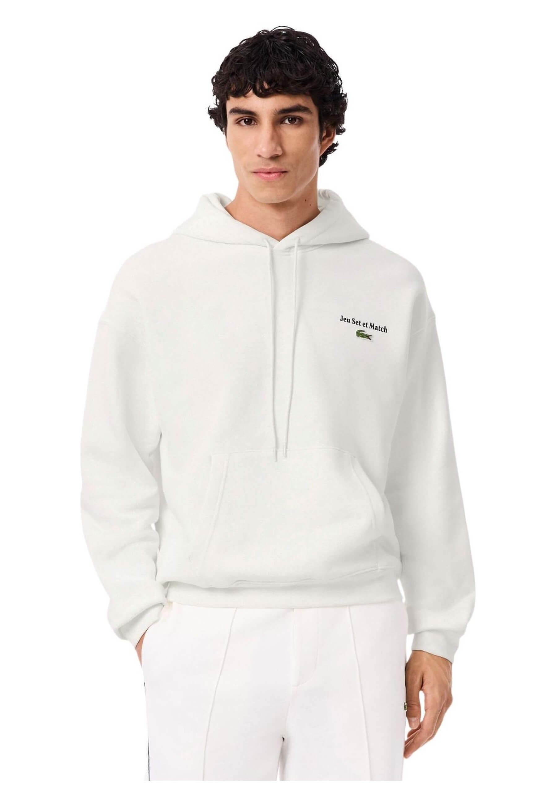 SUDADERA LACOSTE BLANCA JEU SET ET MATCH TENNIS HODDIE