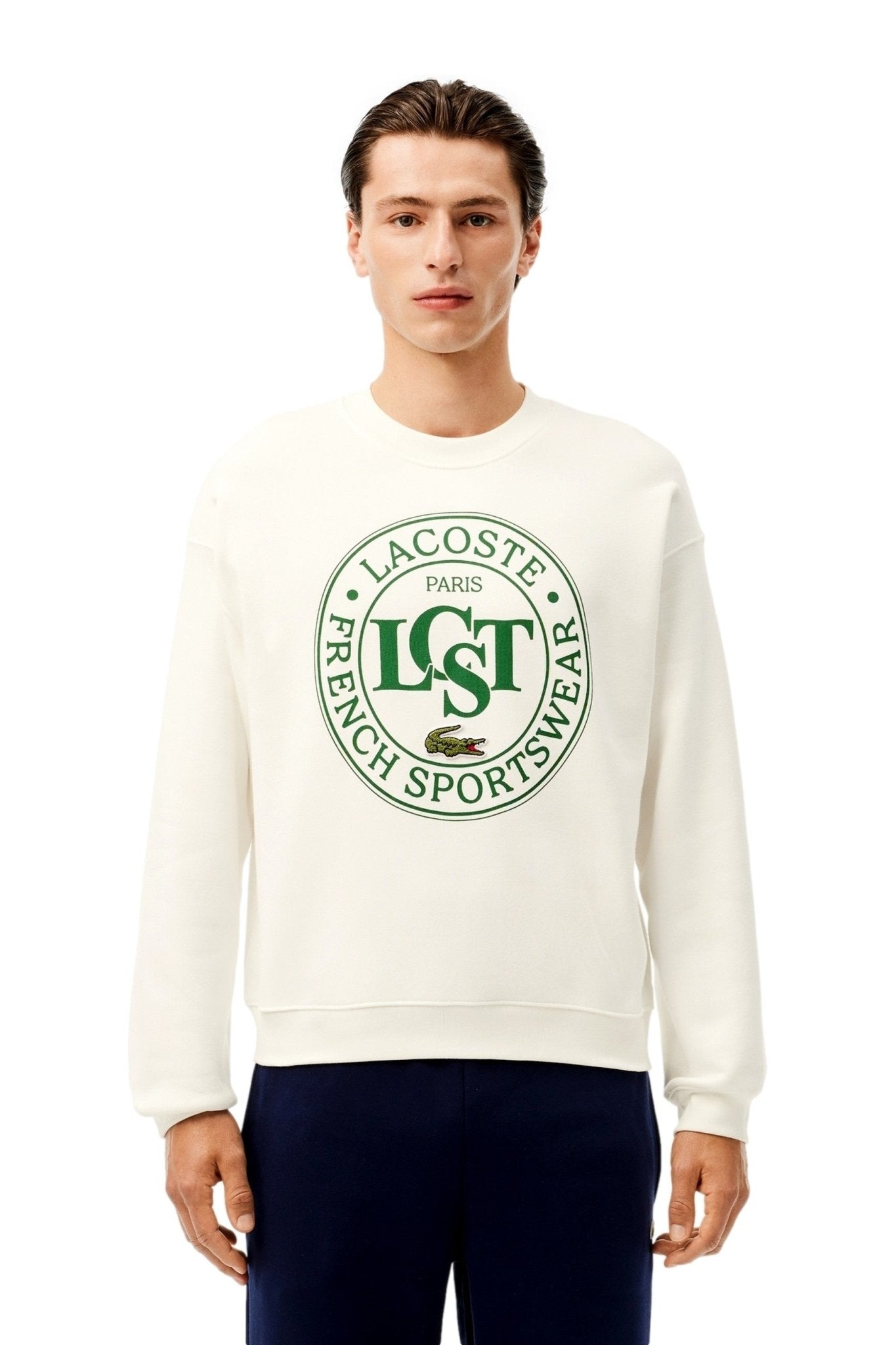 SUDADERA LACOSTE BLANCA TENIS LOGO LOOSE FIT CREWNECK - AREA ZERO