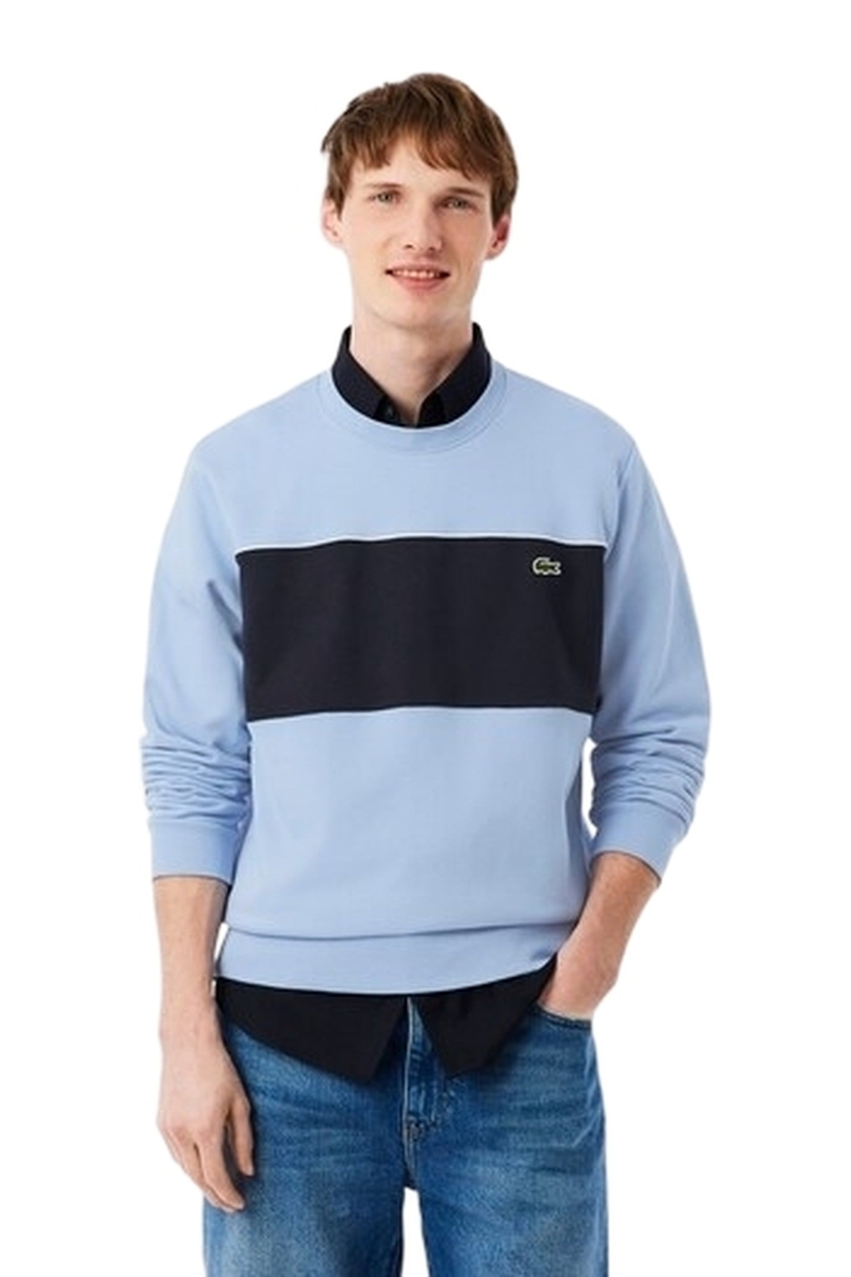 SUDADERA LACOSTE CELESTE COLOUR BLOCK CREWNECK SWEATSHIRT