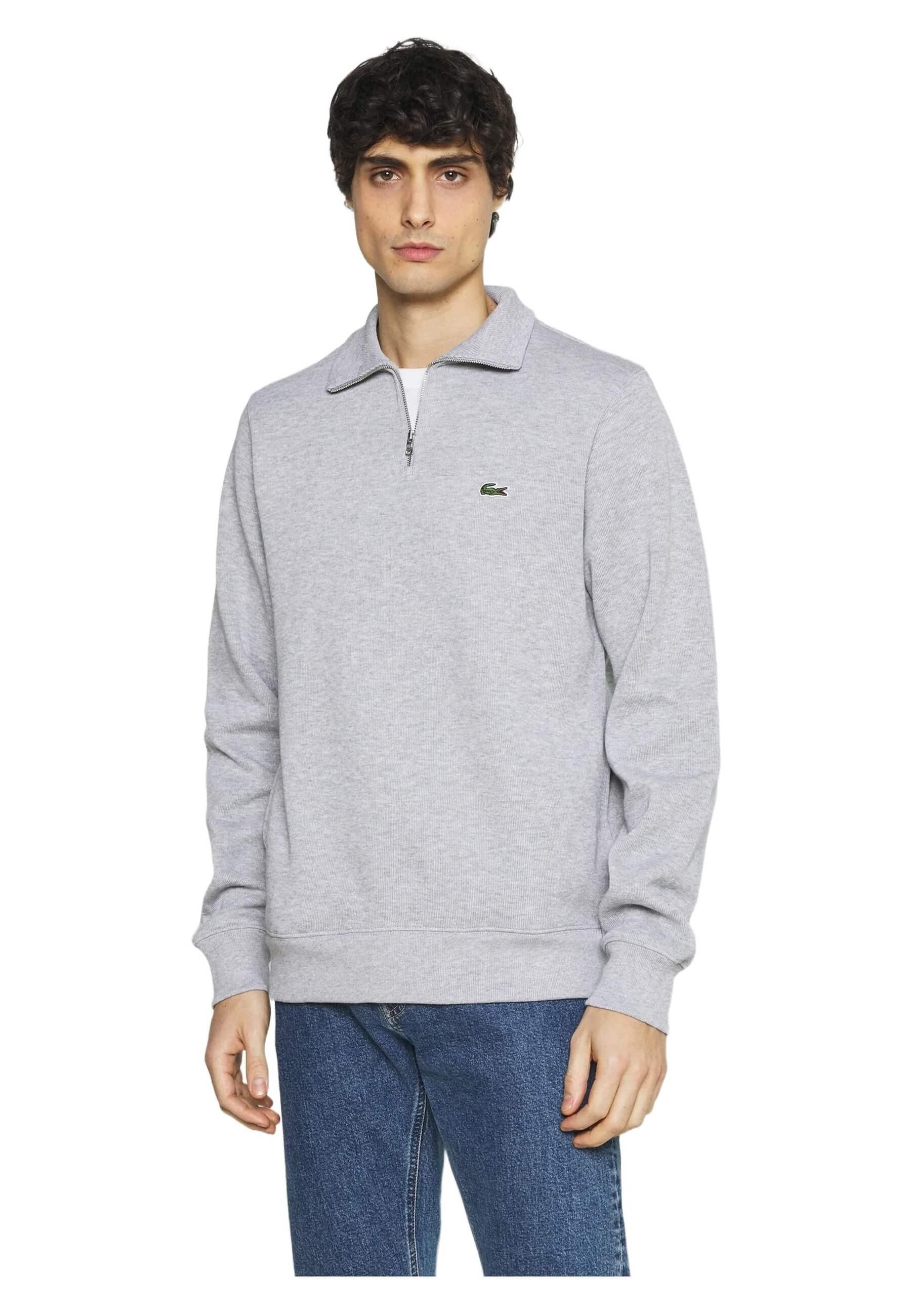 SUDADERA LACOSTE GRIS ZIP UP HIGH NECK SWEATSHIRT