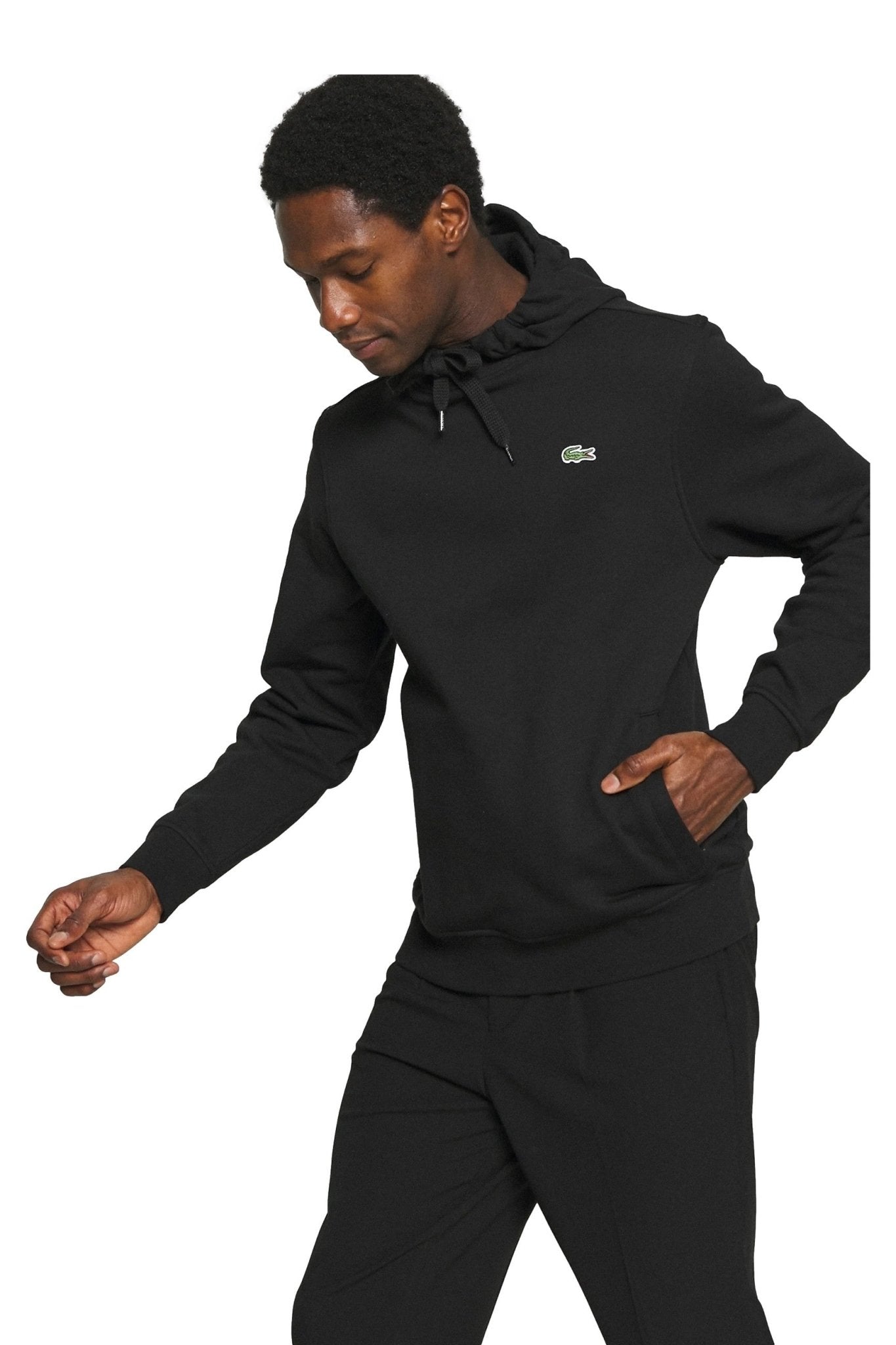SUDADERA LACOSTE NEGRA BASIC HOODED SWEATSHIRT - AREA ZERO