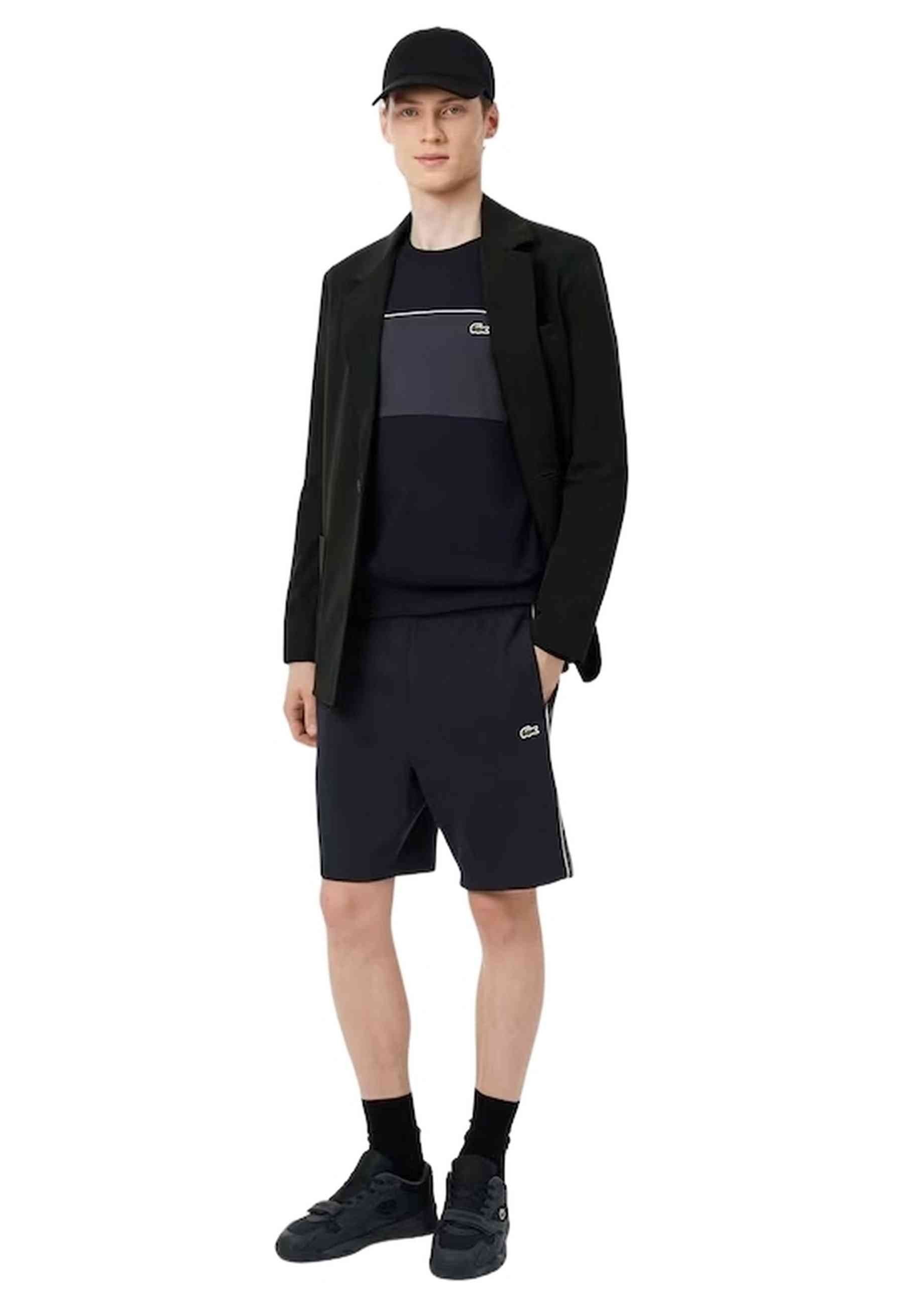 SUDADERA LACOSTE NEGRA COLOURBLOCK CREWNECK