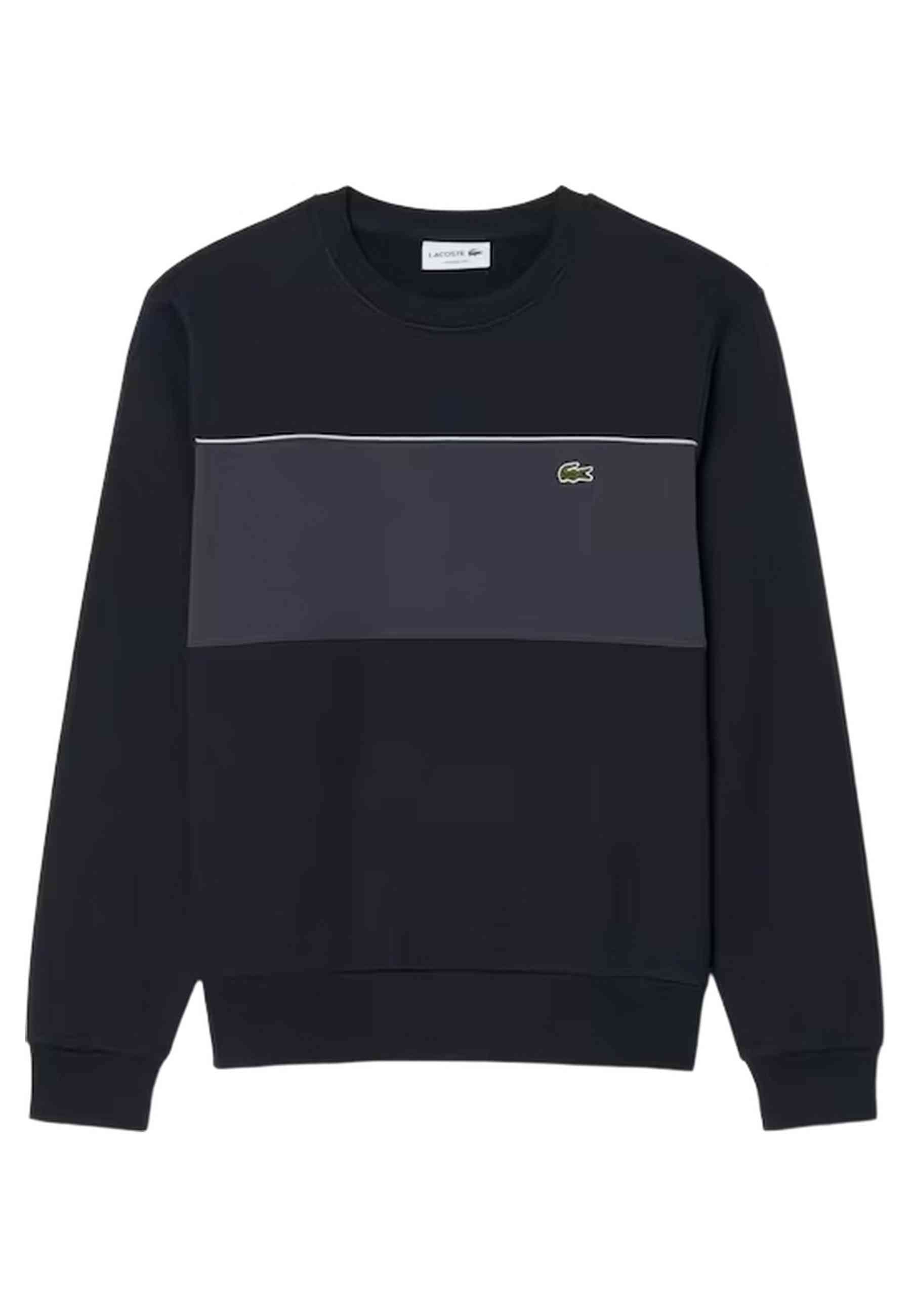 SUDADERA LACOSTE NEGRA COLOURBLOCK CREWNECK