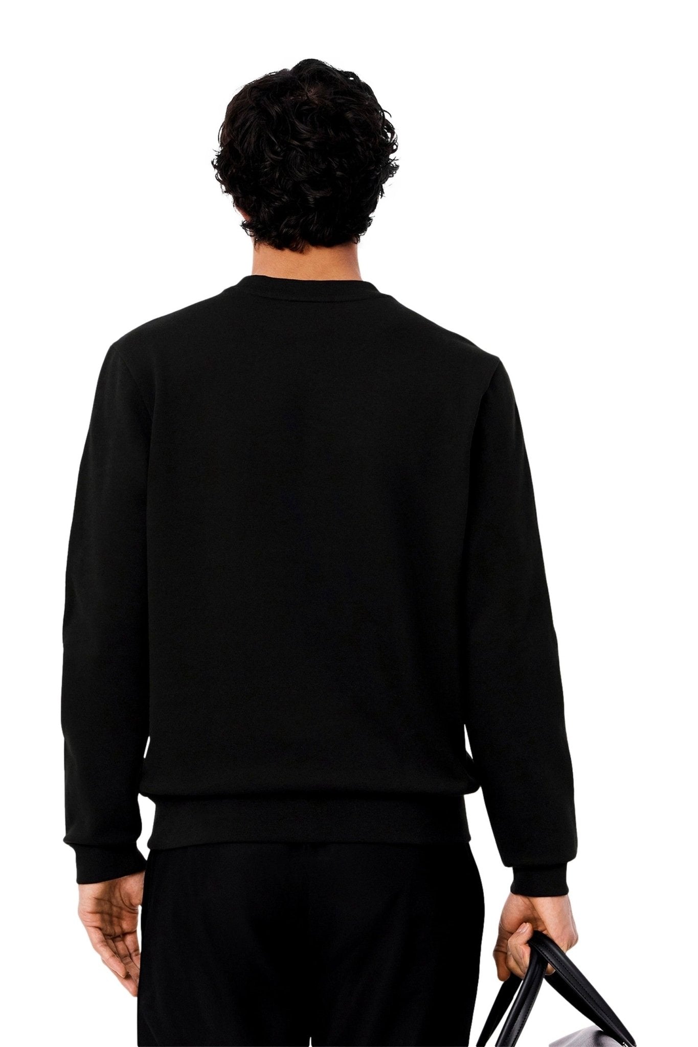 SUDADERA LACOSTE NEGRA SMALL LOGO RIBETED CREWNECK SWEATSHIRT - AREA ZERO